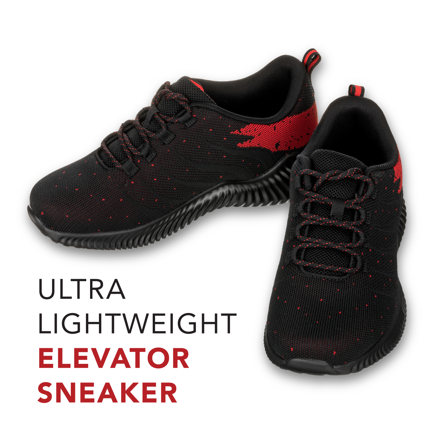 CALTO - Q215 - 2.8 Inches Taller (Black/Red) - Ultra Lightweight - WonderingCloth