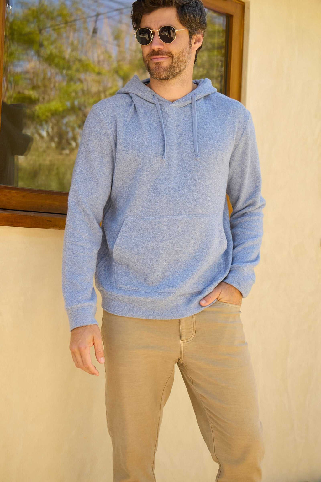 Justin Cashmist Fleece Hoodie - Blue Heather - WonderingCloth