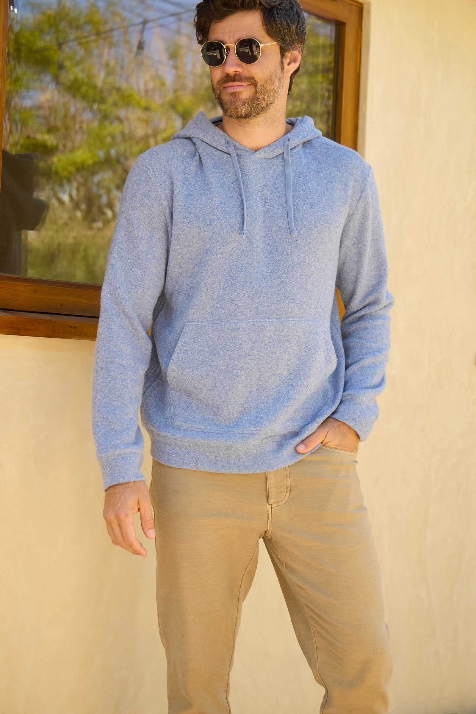 Justin Cashmist Fleece Hoodie - Blue Heather - WonderingCloth