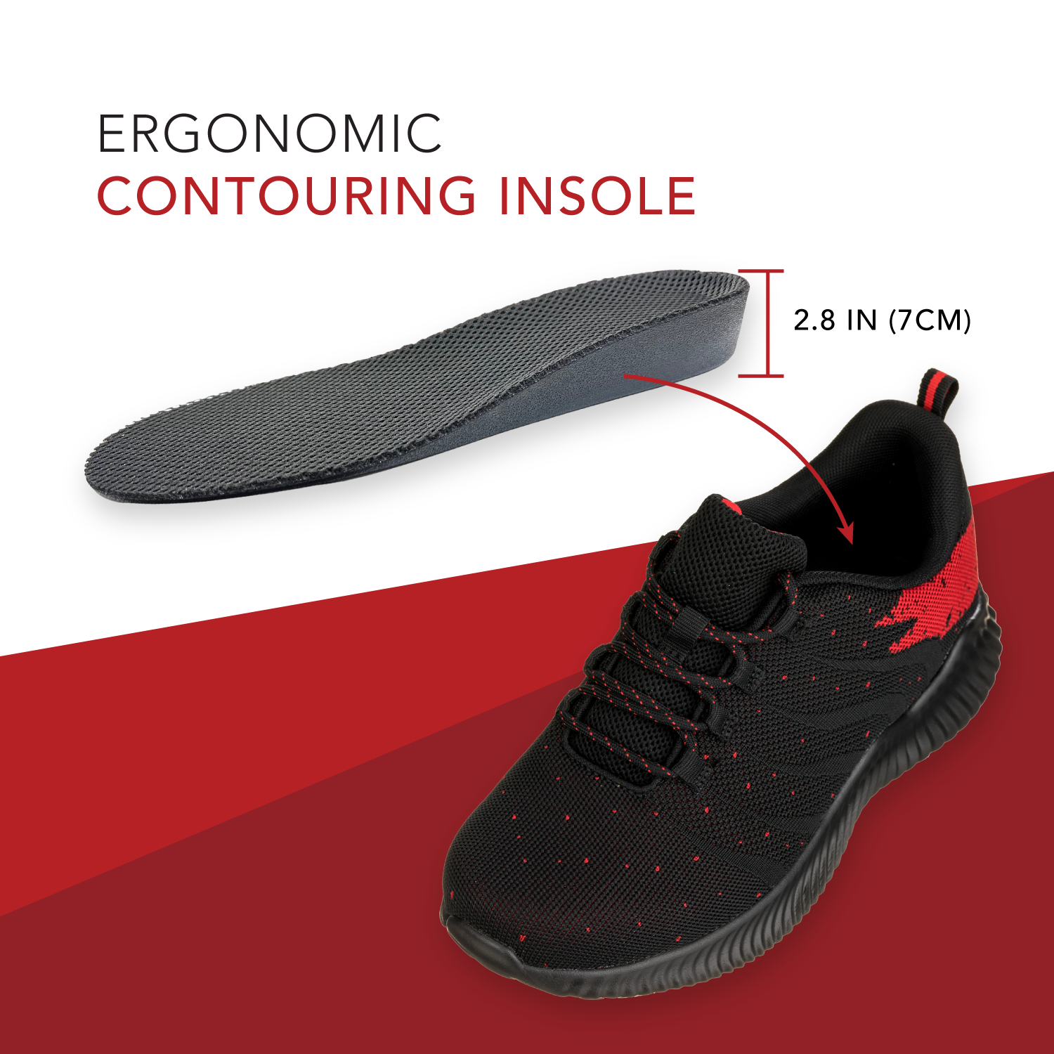 CALTO - Q215 - 2.8 Inches Taller (Black/Red) - Ultra Lightweight - WonderingCloth