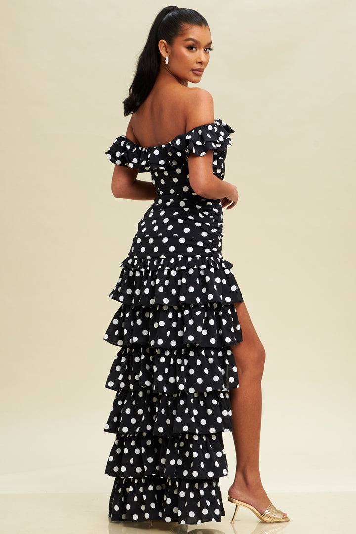Black Pretty Woman Polka Dot Dress - WonderingCloth