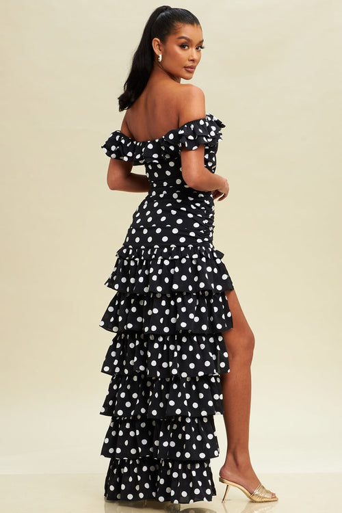 Black Pretty Woman Polka Dot Dress - WonderingCloth