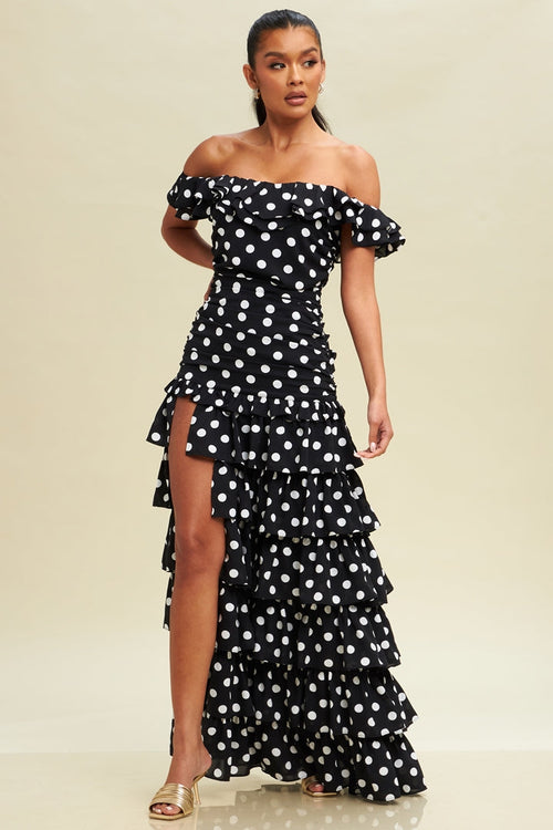 Black Pretty Woman Polka Dot Dress - WonderingCloth