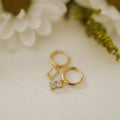 Sophie Baguette Diamond Dangle Hoops - WonderingCloth