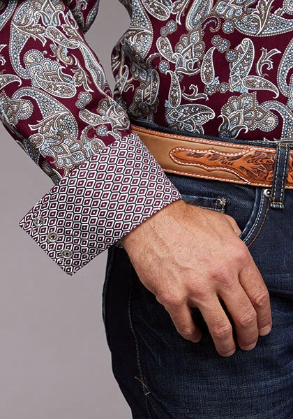 Stetson 2035 Country Paisley (Wine) - Men's Western Shirt - WonderingCloth