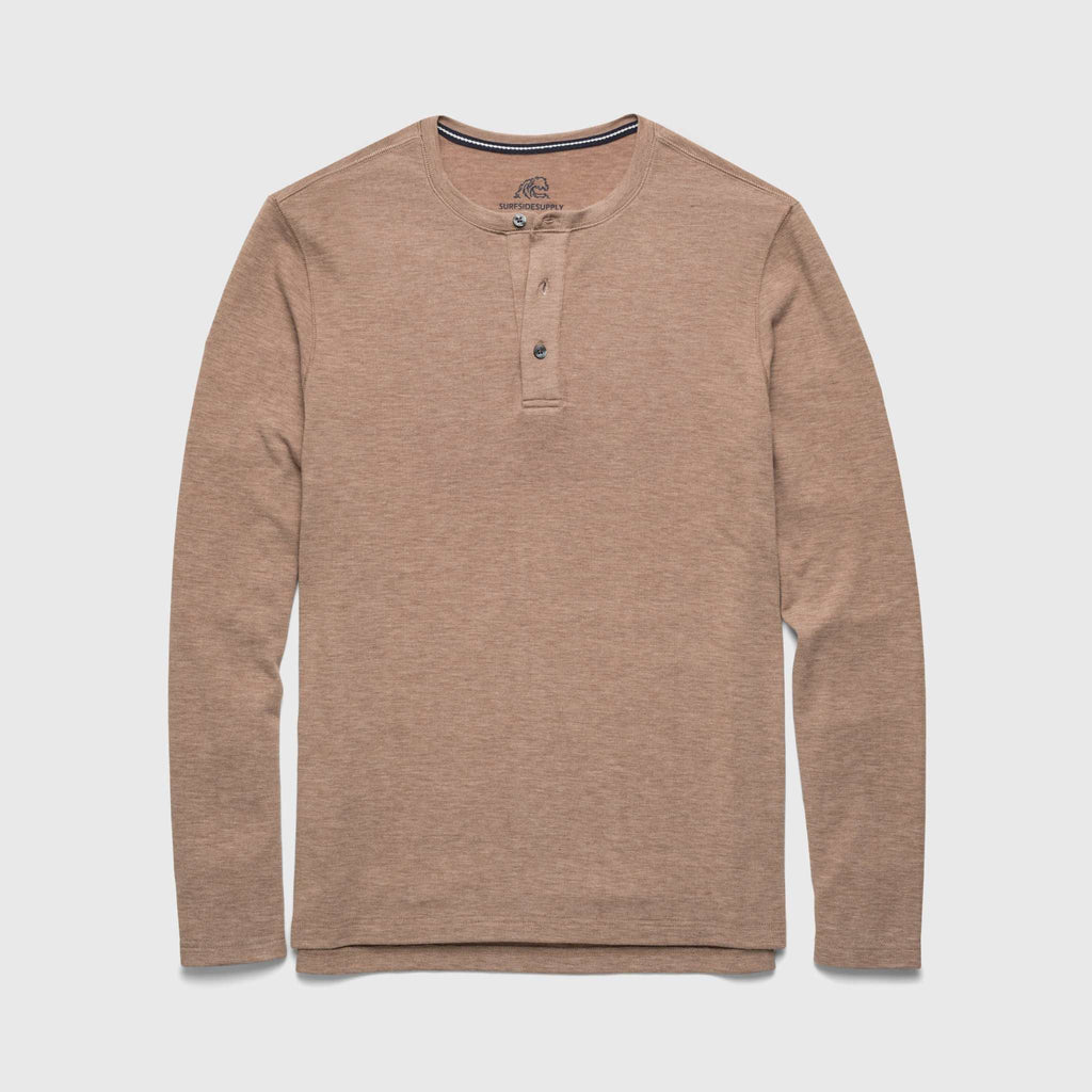 Sean Ultra Soft Classic Henley - Camel Heather - WonderingCloth
