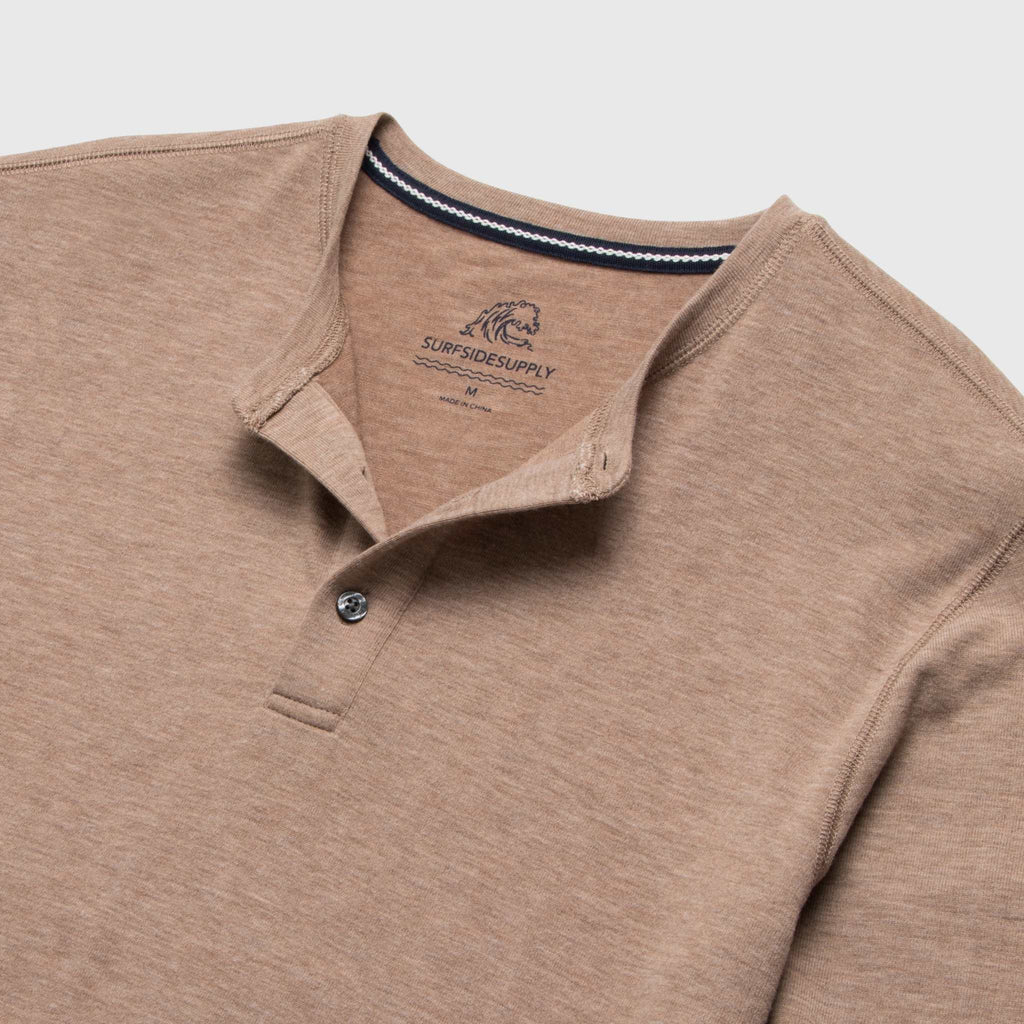 Sean Ultra Soft Classic Henley - Camel Heather - WonderingCloth