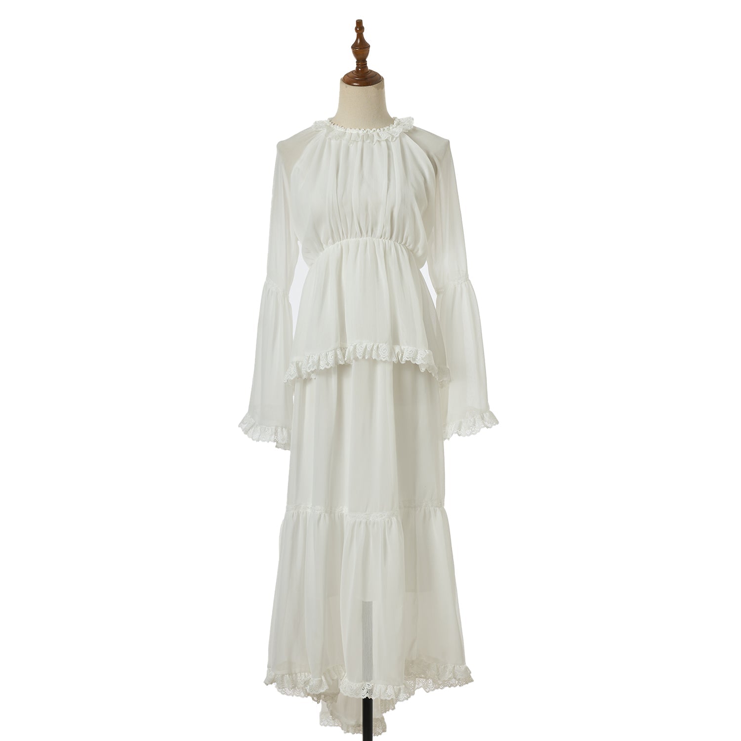Woman Dress With Ruffled Edge Trim - WonderingCloth