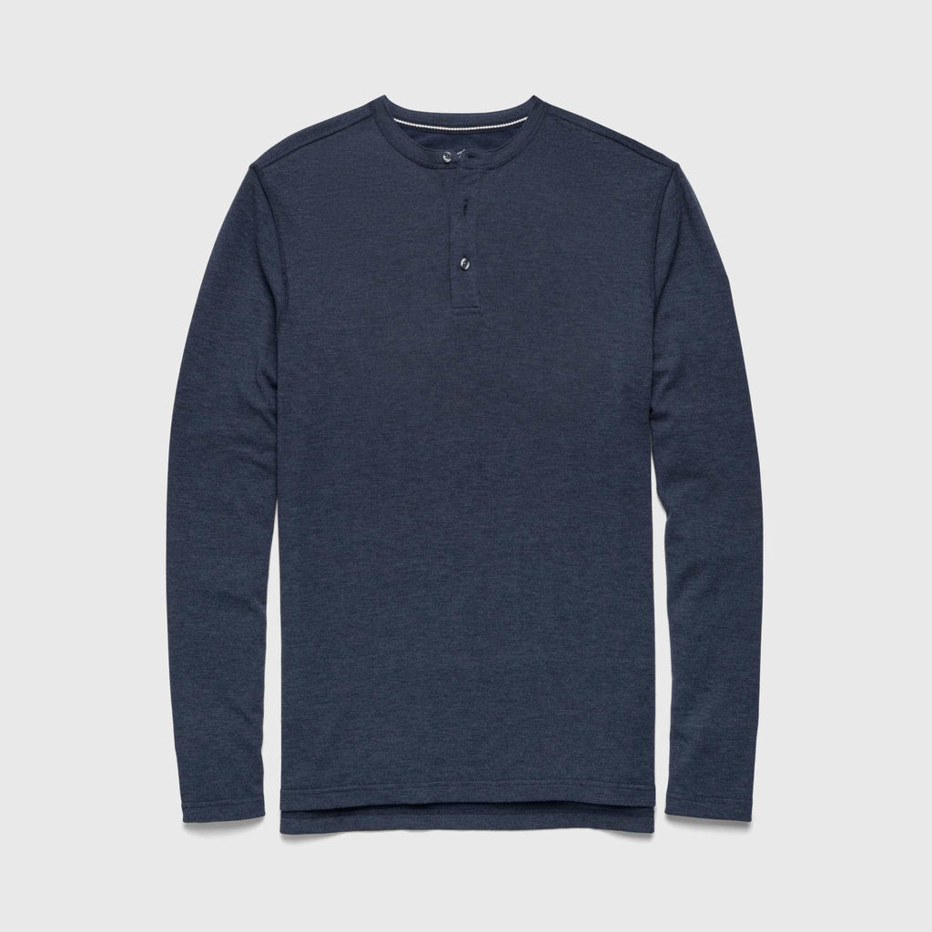 Sean Ultra Soft Classic Henley - Navy Heather - WonderingCloth