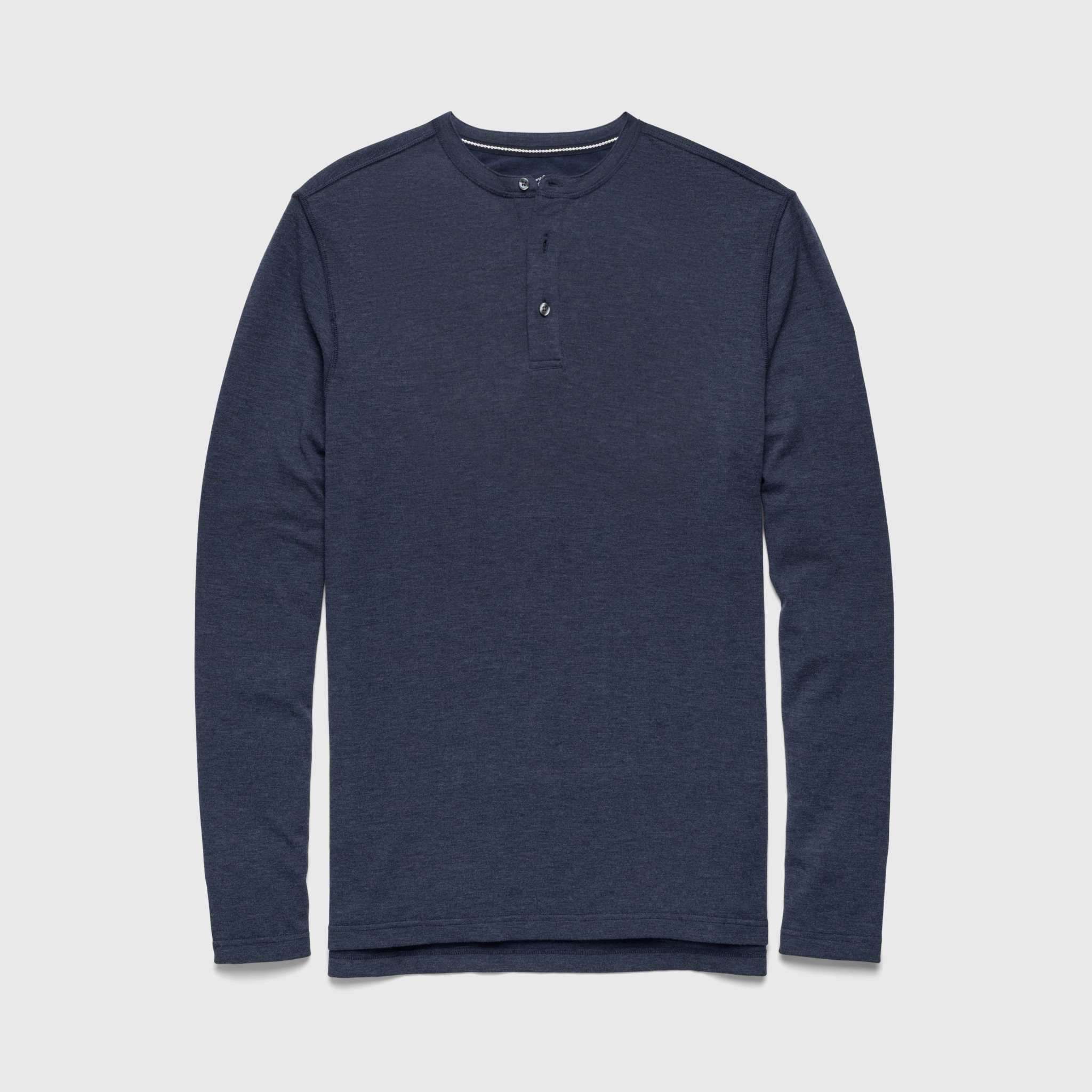 Sean Ultra Soft Classic Henley - Navy Heather - WonderingCloth