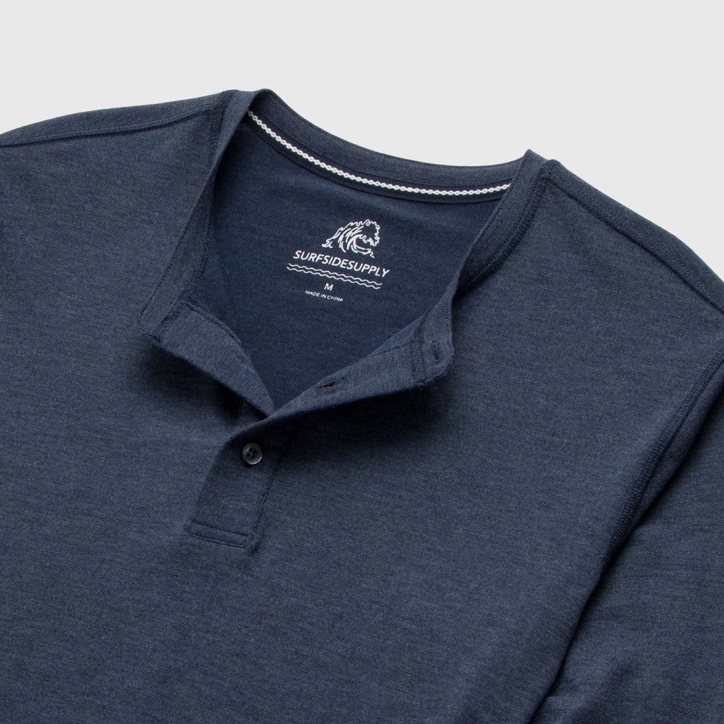 Sean Ultra Soft Classic Henley - Navy Heather - WonderingCloth
