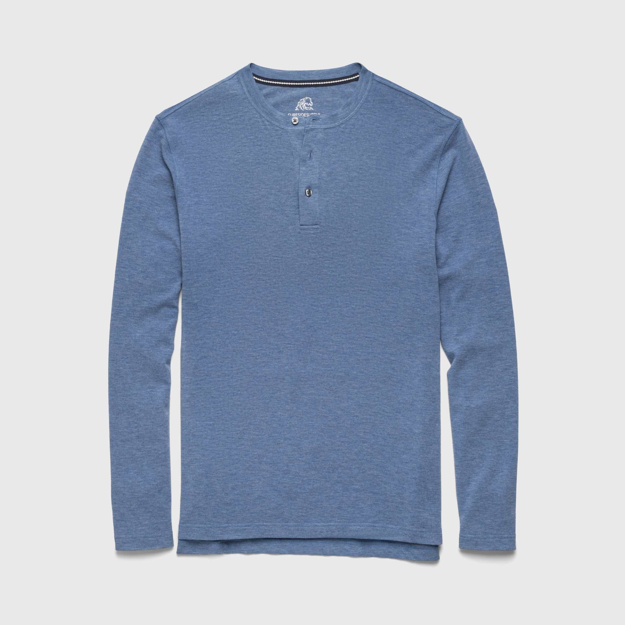 Sean Ultra Soft Classic Henley - Blue Heather - WonderingCloth