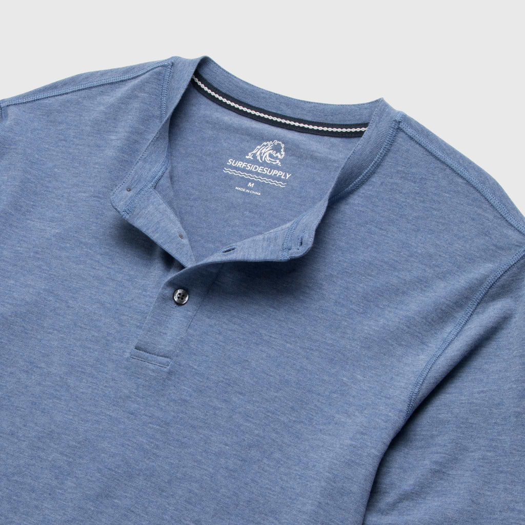 Sean Ultra Soft Classic Henley - Blue Heather - WonderingCloth