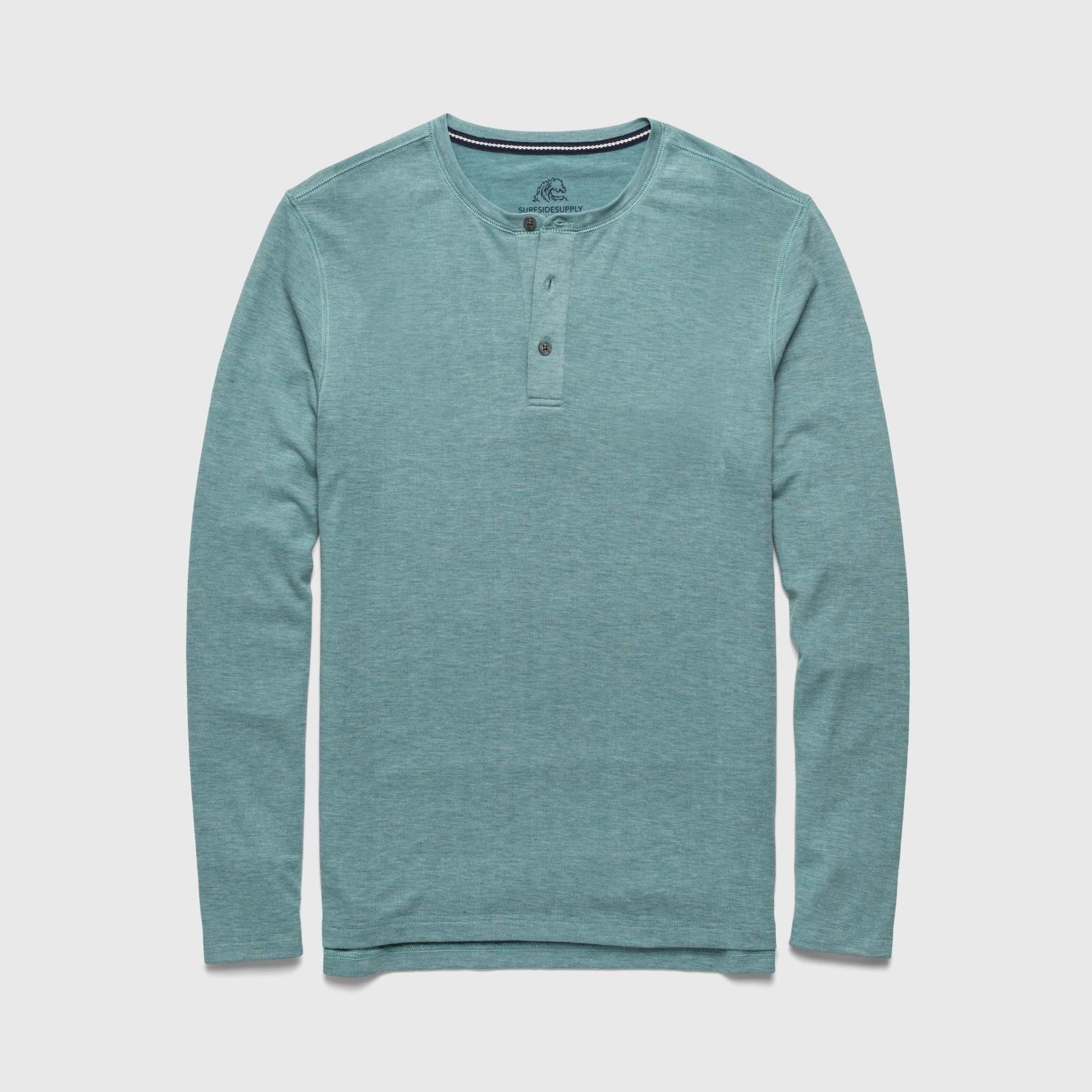 Sean Ultra Soft Classic Henley - Aqua Heather - WonderingCloth
