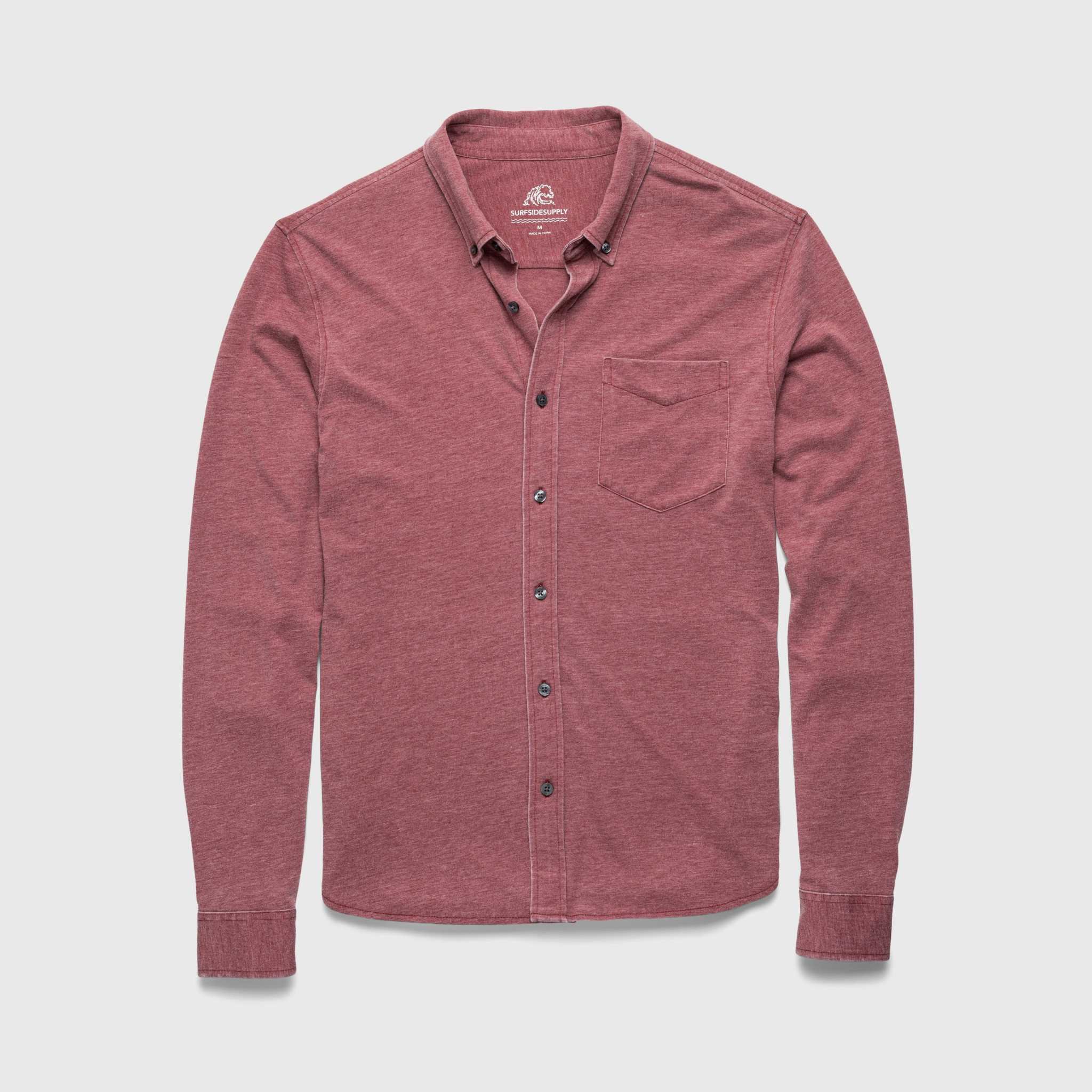 Anthony Burnout Shirt - Red Syrah - WonderingCloth
