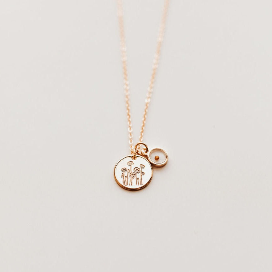 Poppy Necklace with Mustard Seed - WonderingCloth