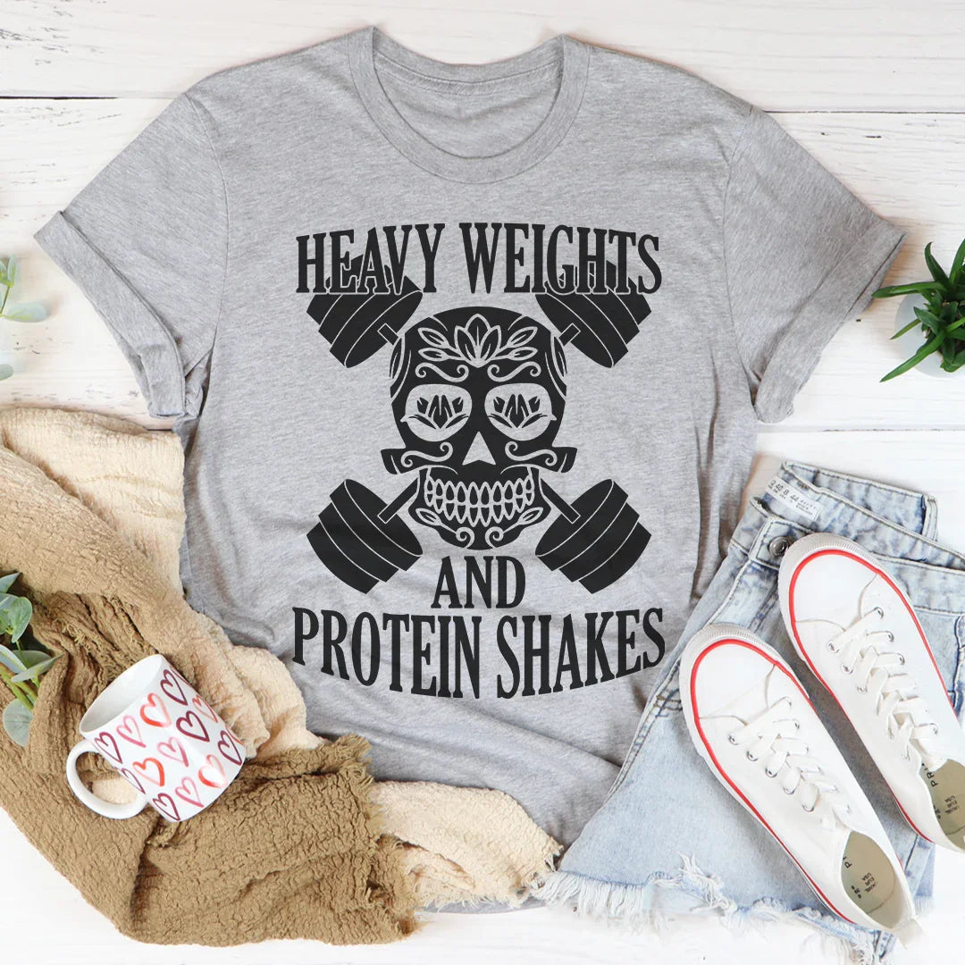 Heavy Weights And Protein Shakes Tee - WonderingCloth