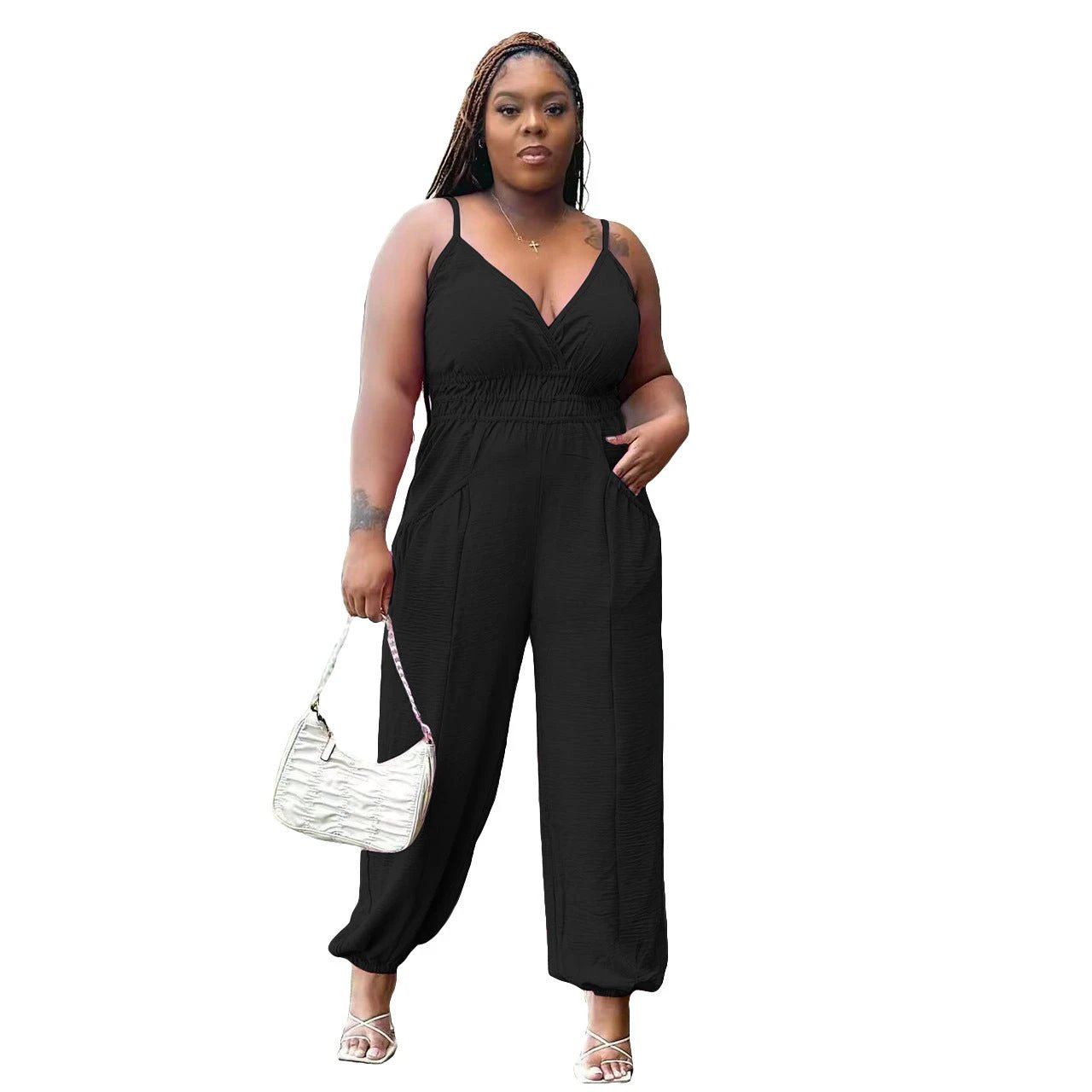 Women's Slip Plus Size Woman Cotton And Linen Jumpsuit - WonderingCloth