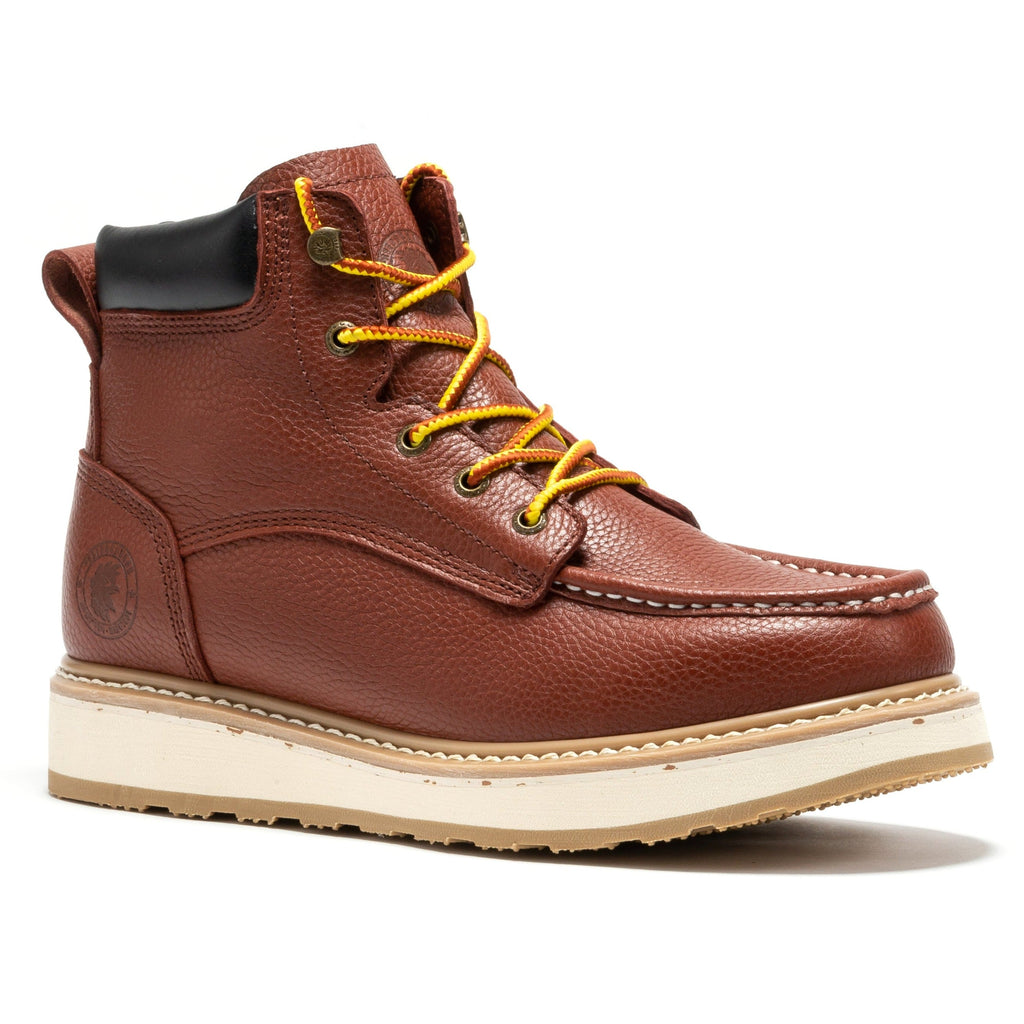 ROCKROOSTER Walker Men's 6 Inch Brown Soft Toe Wedge Work Boots SAP360 - WonderingCloth