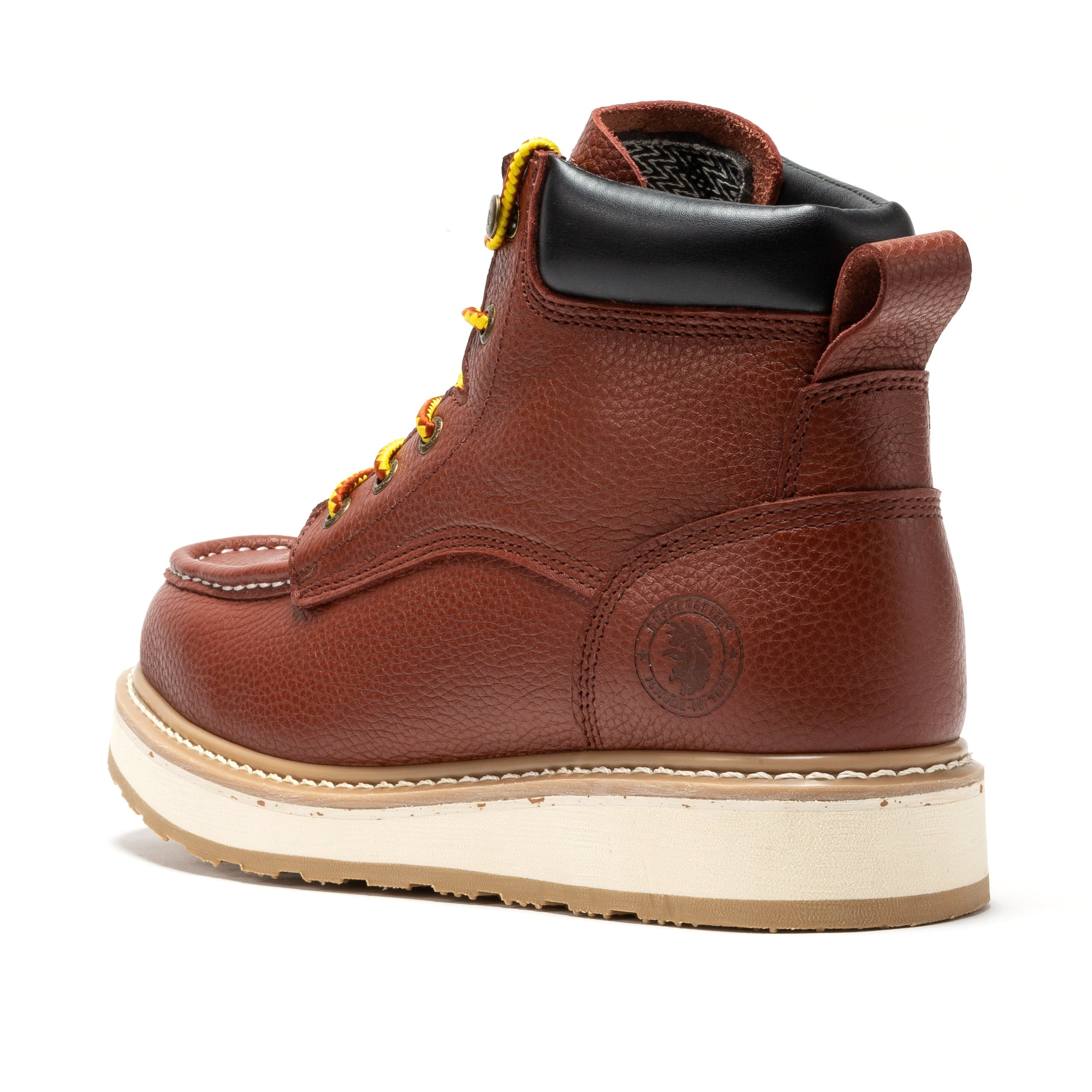 ROCKROOSTER Walker Men's 6 Inch Brown Soft Toe Wedge Work Boots SAP360 - WonderingCloth