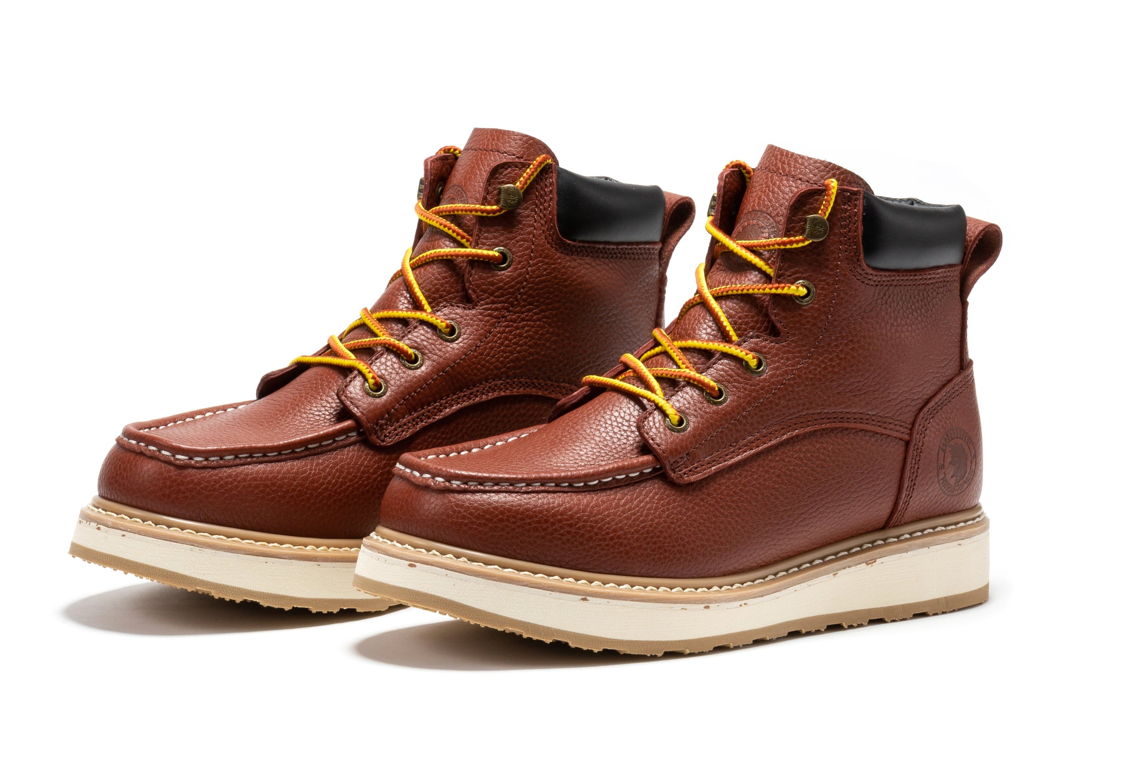 ROCKROOSTER Walker Men's 6 Inch Brown Soft Toe Wedge Work Boots SAP360 - WonderingCloth
