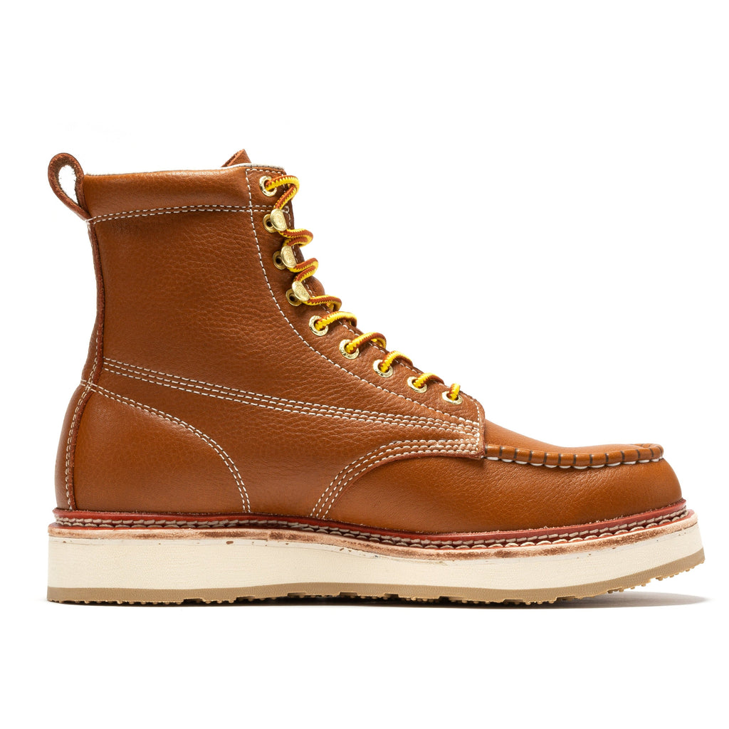 ROCKROOSTER Norwood Men's 6 inch Brown Soft Toe Wedge Work Boots SAP611 - WonderingCloth