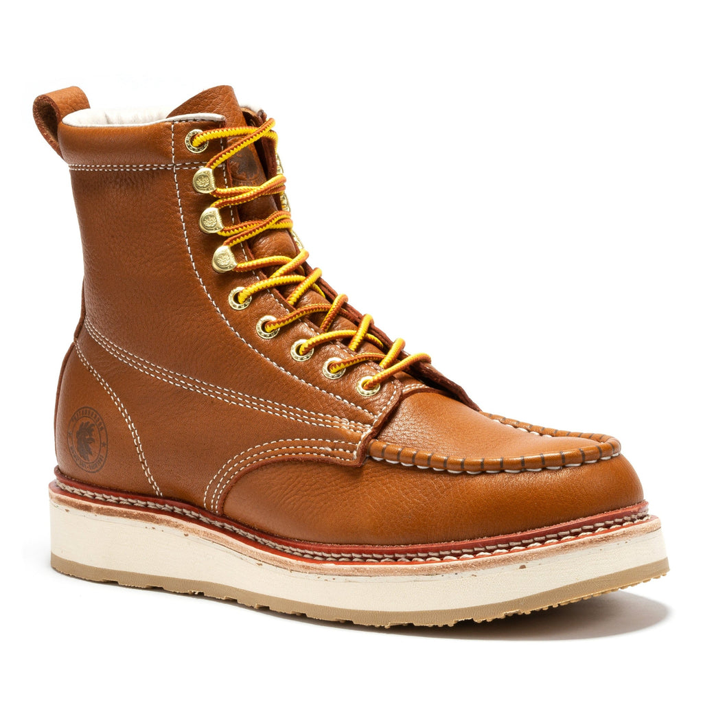 ROCKROOSTER Norwood Men's 6 inch Brown Soft Toe Wedge Work Boots SAP611 - WonderingCloth