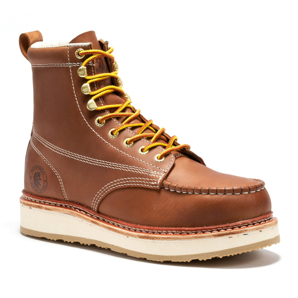 ROCKROOSTER Norwood Men's 6 inch Brown Steel Toe Wedge Work Boots SAP621 - WonderingCloth