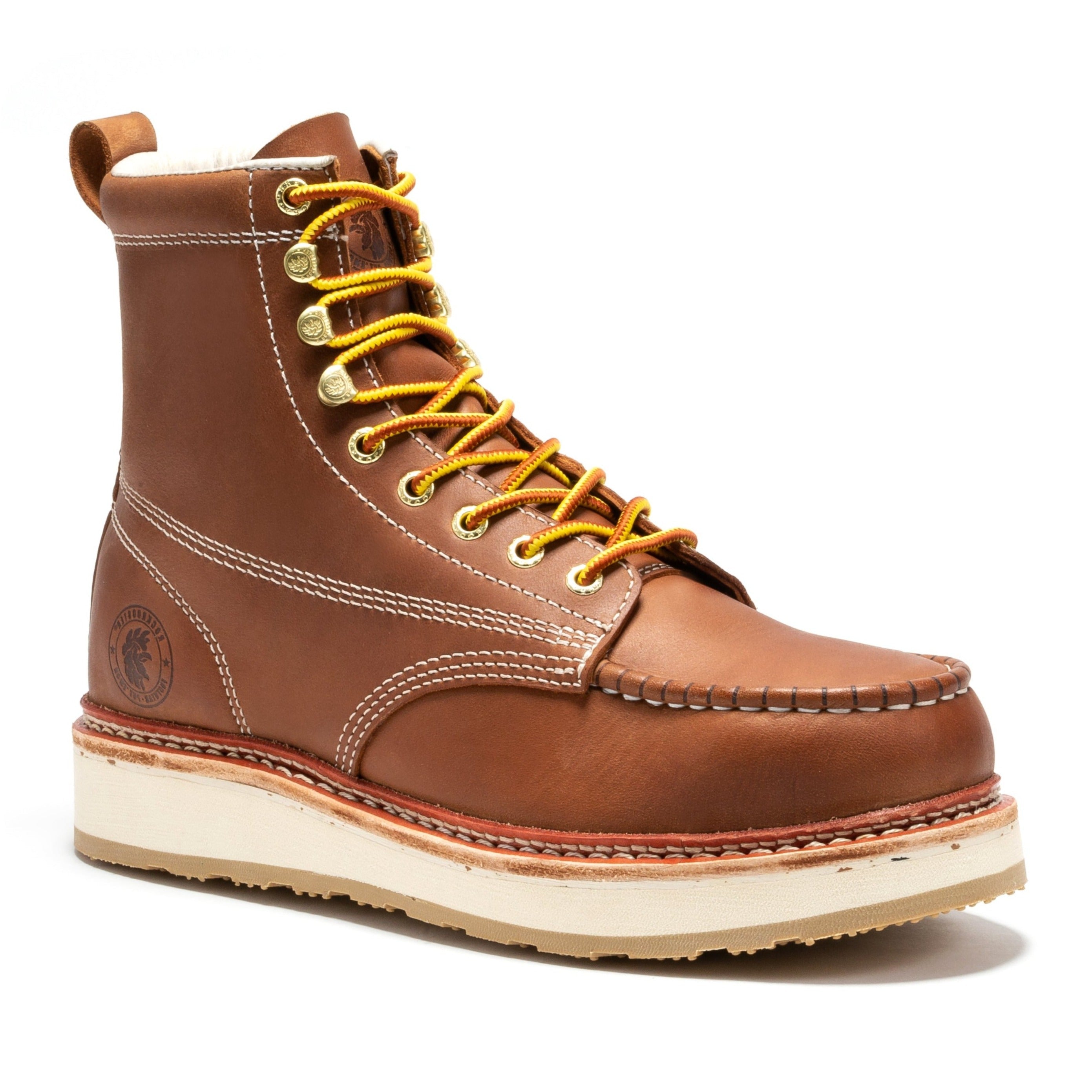 ROCKROOSTER Norwood Men's 6 inch Brown Steel Toe Wedge Work Boots SAP621 - WonderingCloth