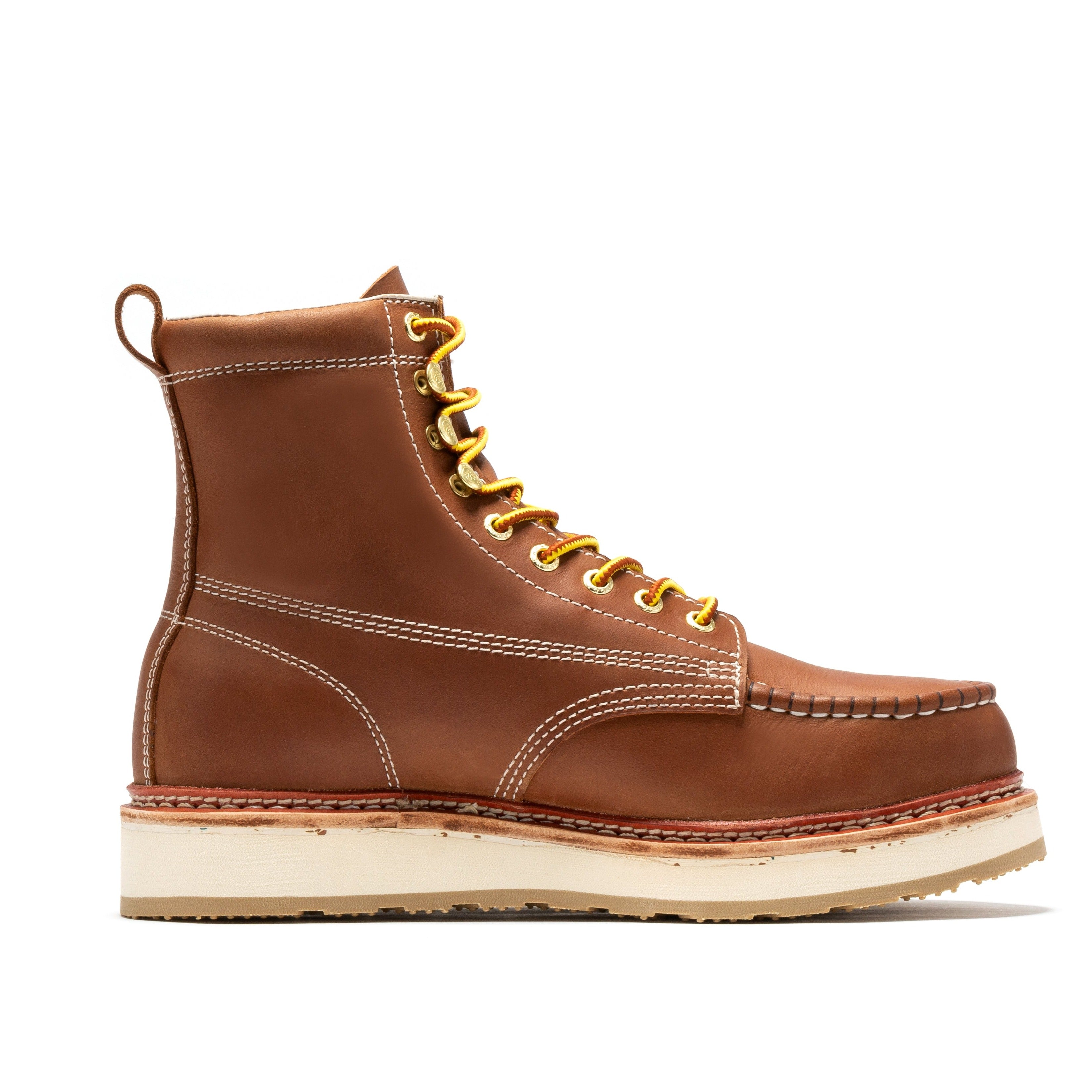 ROCKROOSTER Norwood Men's 6 inch Brown Steel Toe Wedge Work Boots SAP621 - WonderingCloth