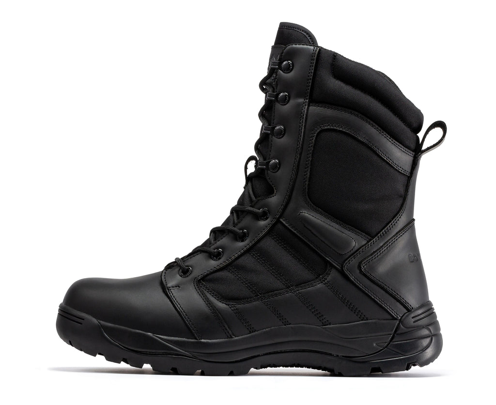 Botas Pro Black Men's 8 inch Side Zipper Rubber Sole Tactical Boots BMP110BK - WonderingCloth