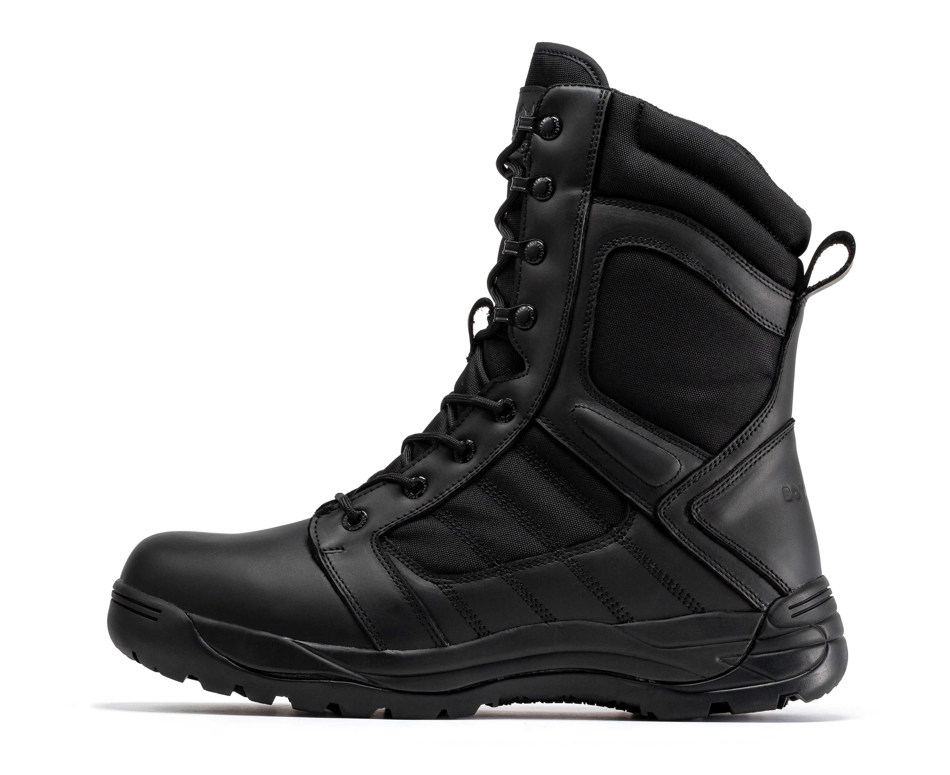 Botas Pro Black Men's 8 inch Side Zipper Rubber Sole Tactical Boots BMP110BK - WonderingCloth