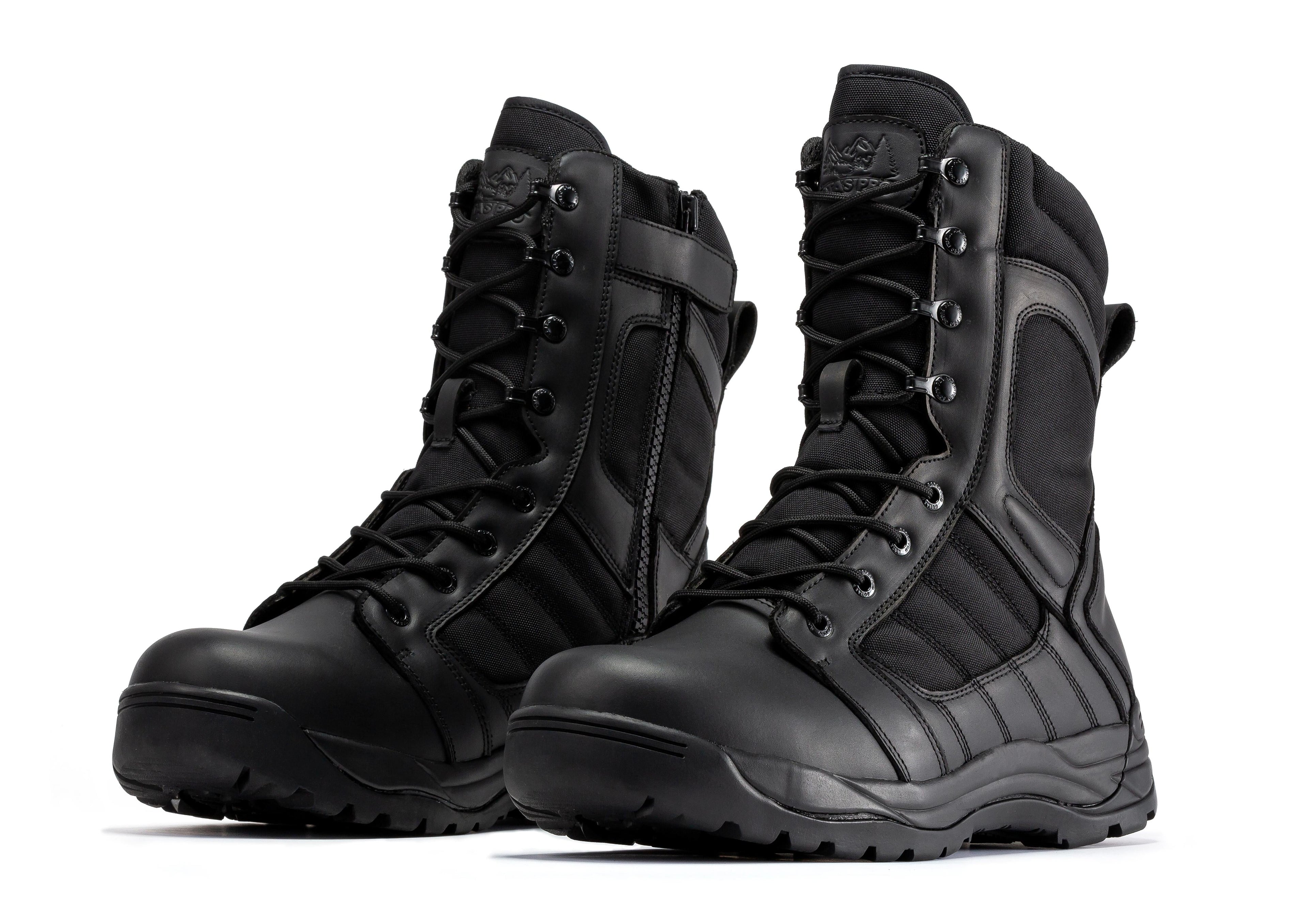 Botas Pro Black Men's 8 inch Side Zipper Rubber Sole Tactical Boots BMP110BK - WonderingCloth