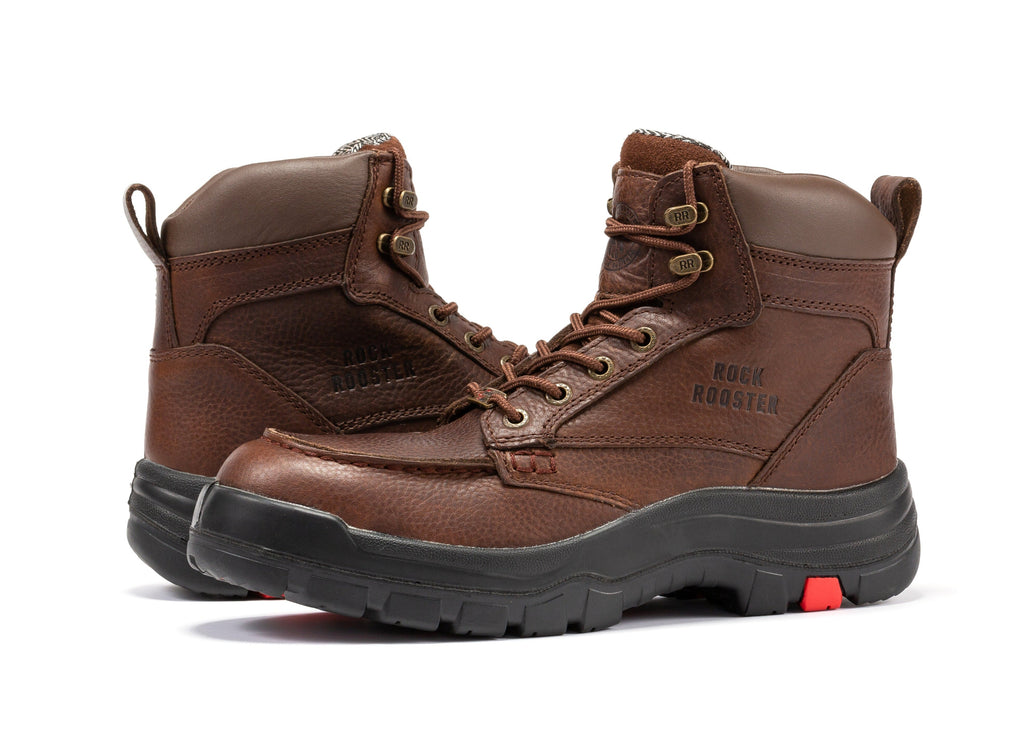 ROCKROOSTER Zumbro 6 inch Wide, Soft Toe, Rubber Outsole, EH Protection, ASTM 2892, Work Boots AK371 - WonderingCloth