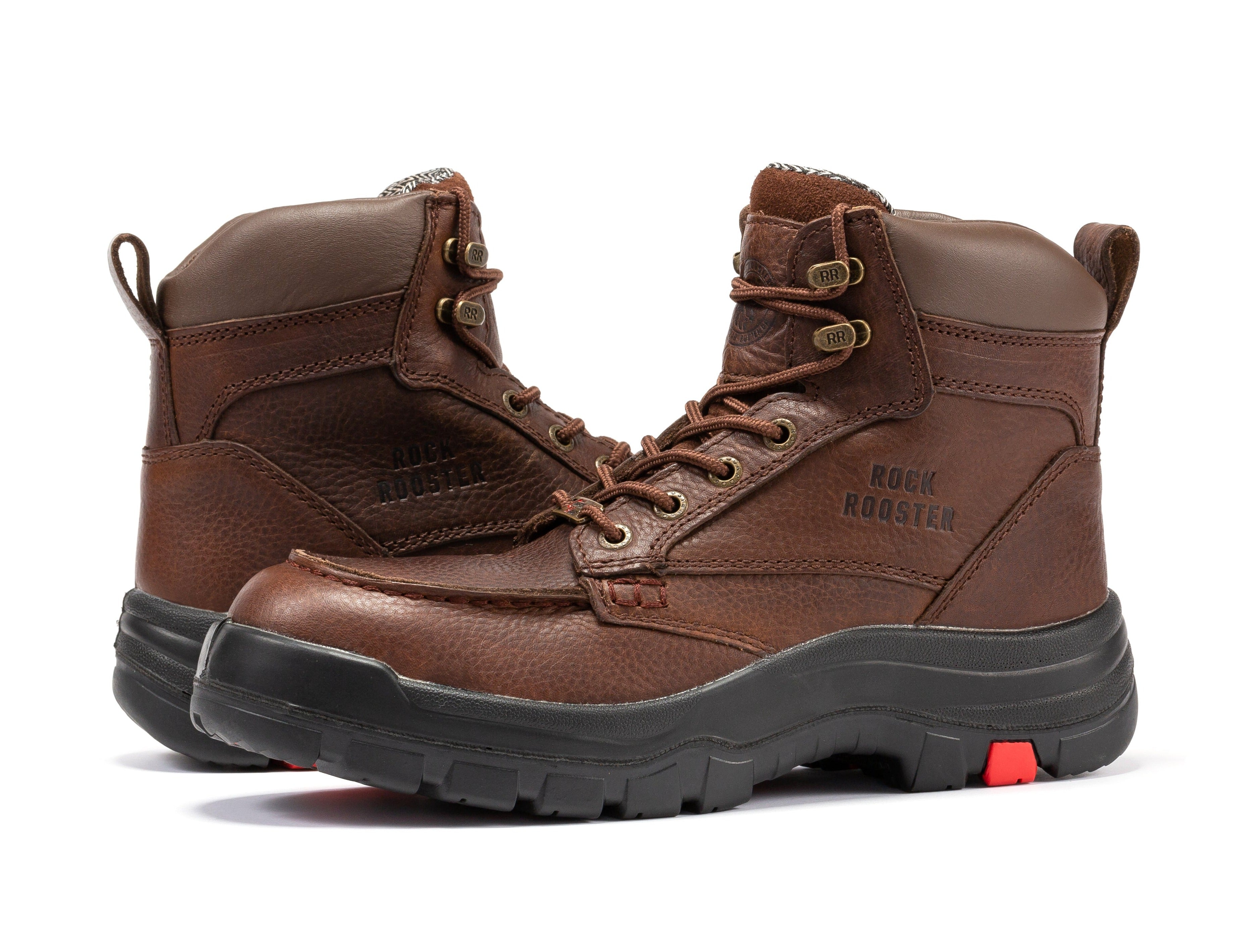 ROCKROOSTER  Zumbro 6 inch Wide Steel Toe, Waterproof Work Boots, Rubber Outsole, EH Protection, ASTM 2413, Work Boots AK372 - WonderingCloth