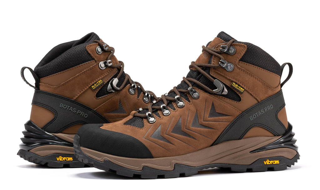 Botas Pro Brown 6 Inch Waterproof Hiking Boots with VIBRAM® Traction Lug Outsole  BP22121 - WonderingCloth