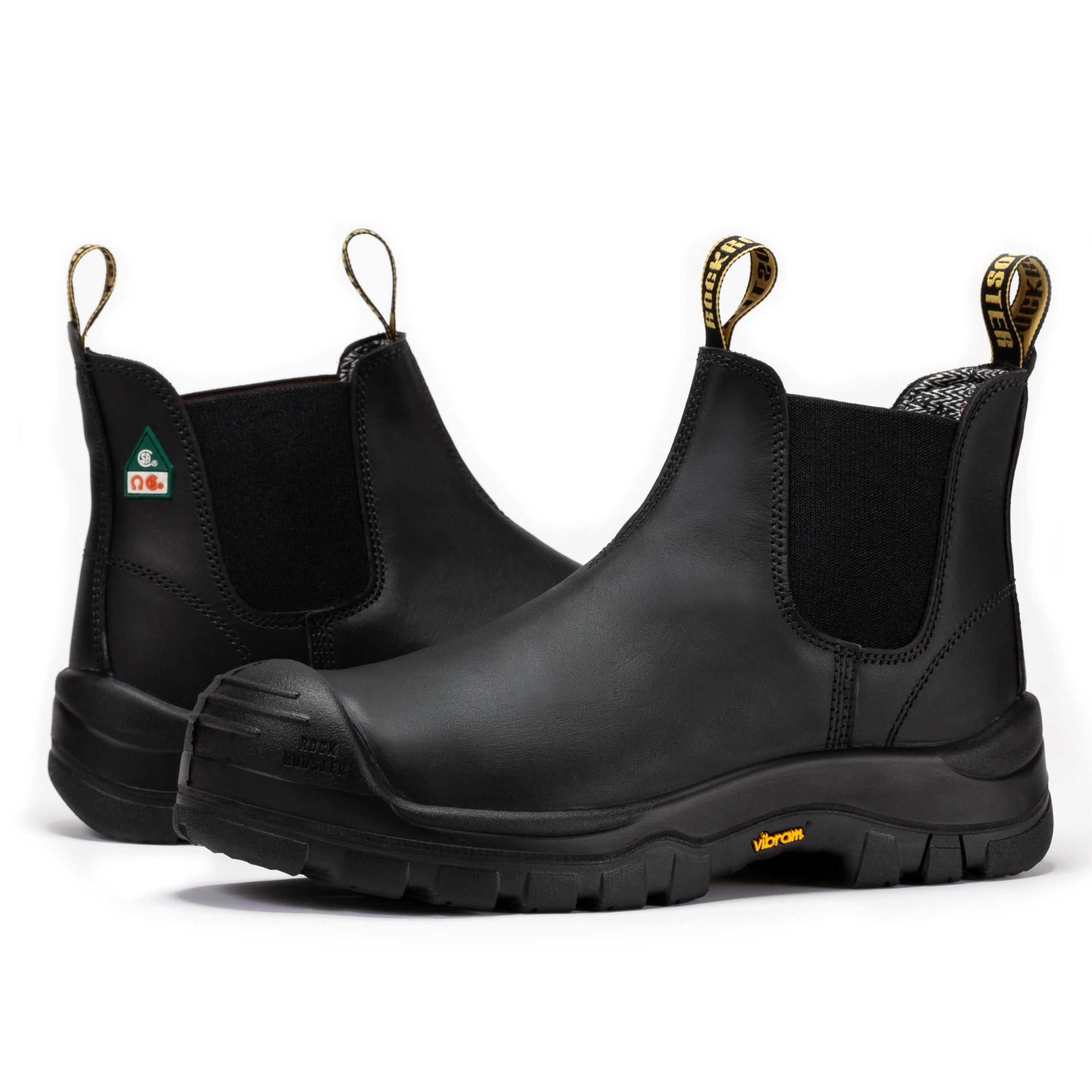 ROCKROOSTER Beaufort Men's Black 6 inch Composite Toe Pull-on Leather Work Boots VAK630 - WonderingCloth