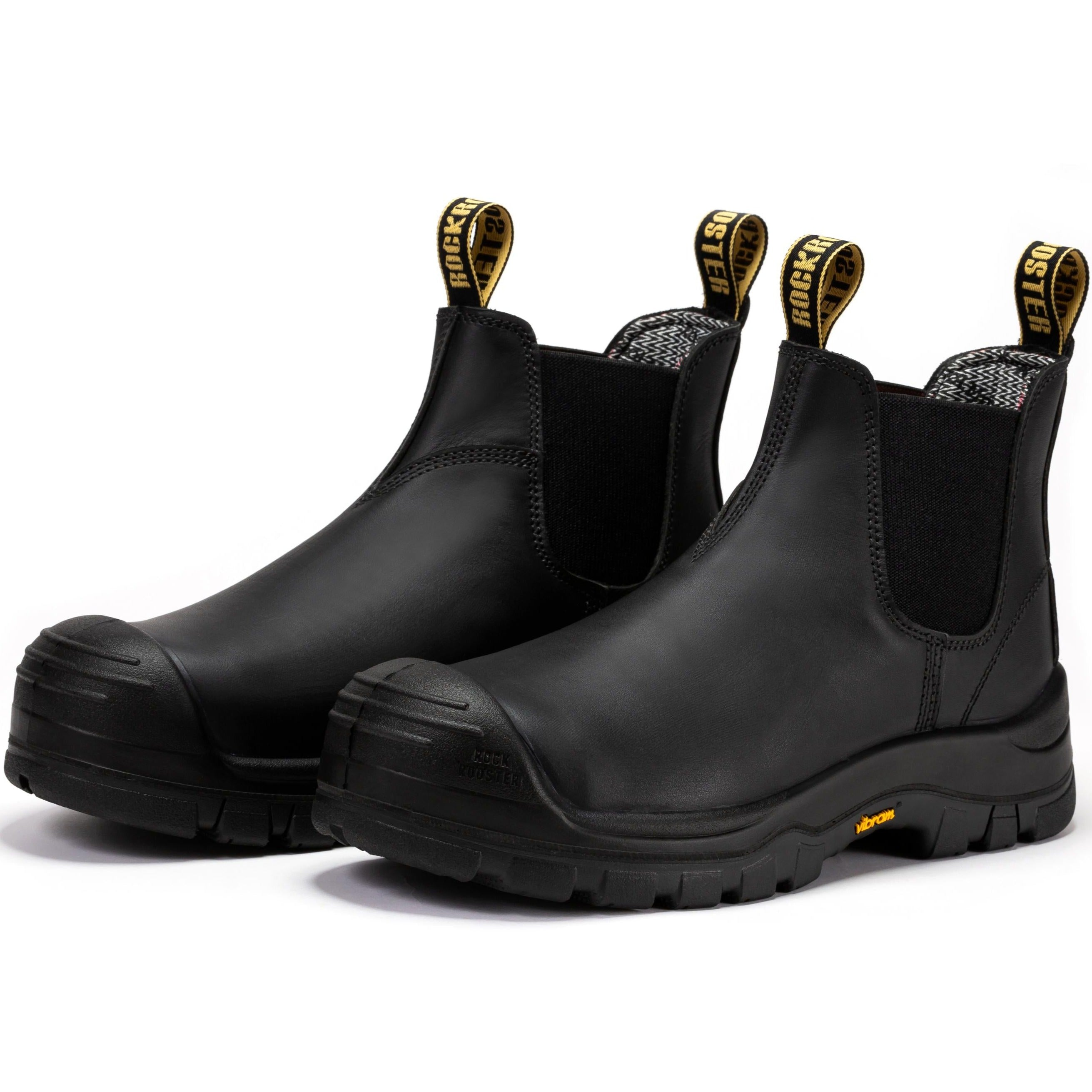 ROCKROOSTER Beaufort Men's Black 6 inch Composite Toe Pull-on Leather Work Boots VAK630 - WonderingCloth