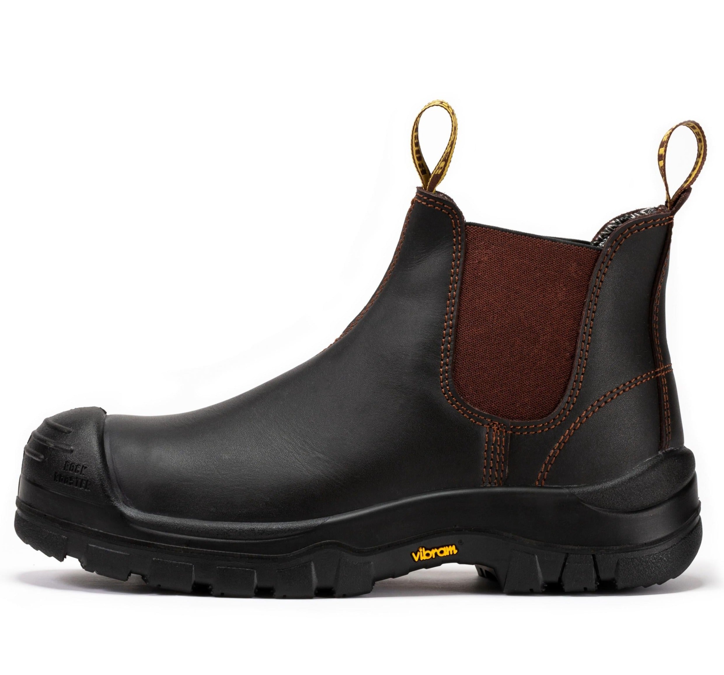 ROCKROOSTER Beaufort Men's Dark Brown 6 inch Composite Toe Pull-on Leather Work Boots VAK631 - WonderingCloth