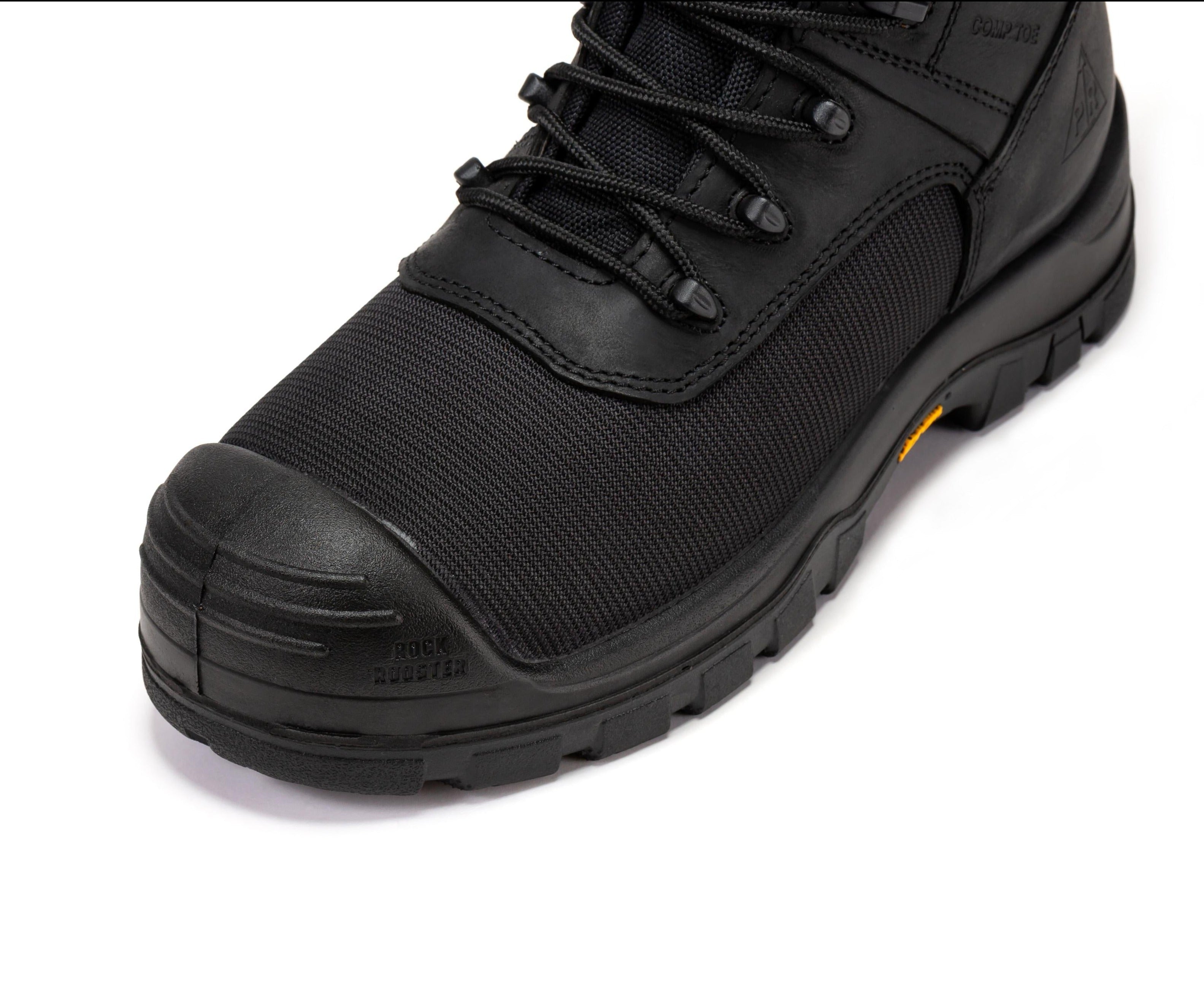 ROCKROOSTER Beaufort Men's Black 8 inch Waterproof Composite Toe Work Boots VAK830 - WonderingCloth