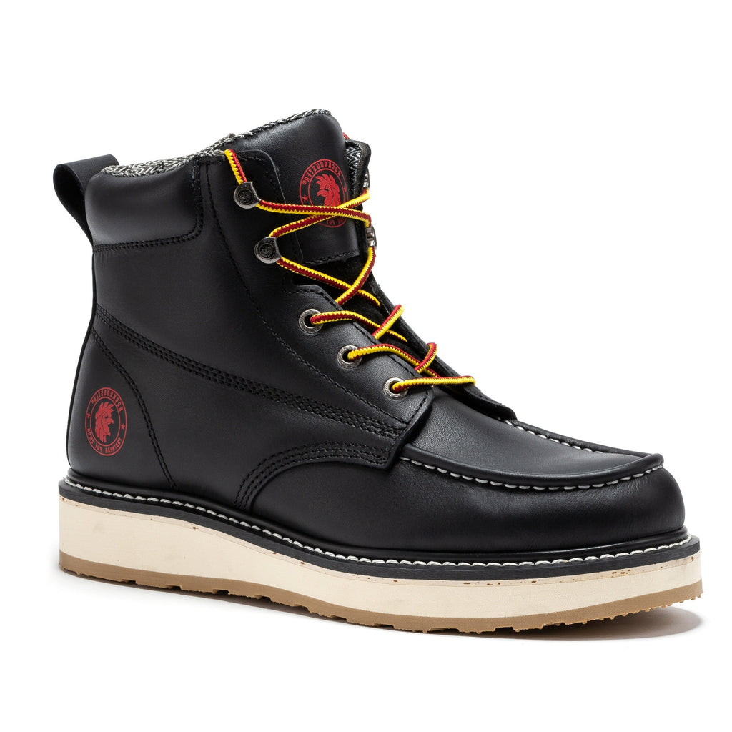 ROCKROOSTER Magnolia Men's 6 inch Black Soft Toe Zip Sided Wedge Work Boots SAP310 - WonderingCloth
