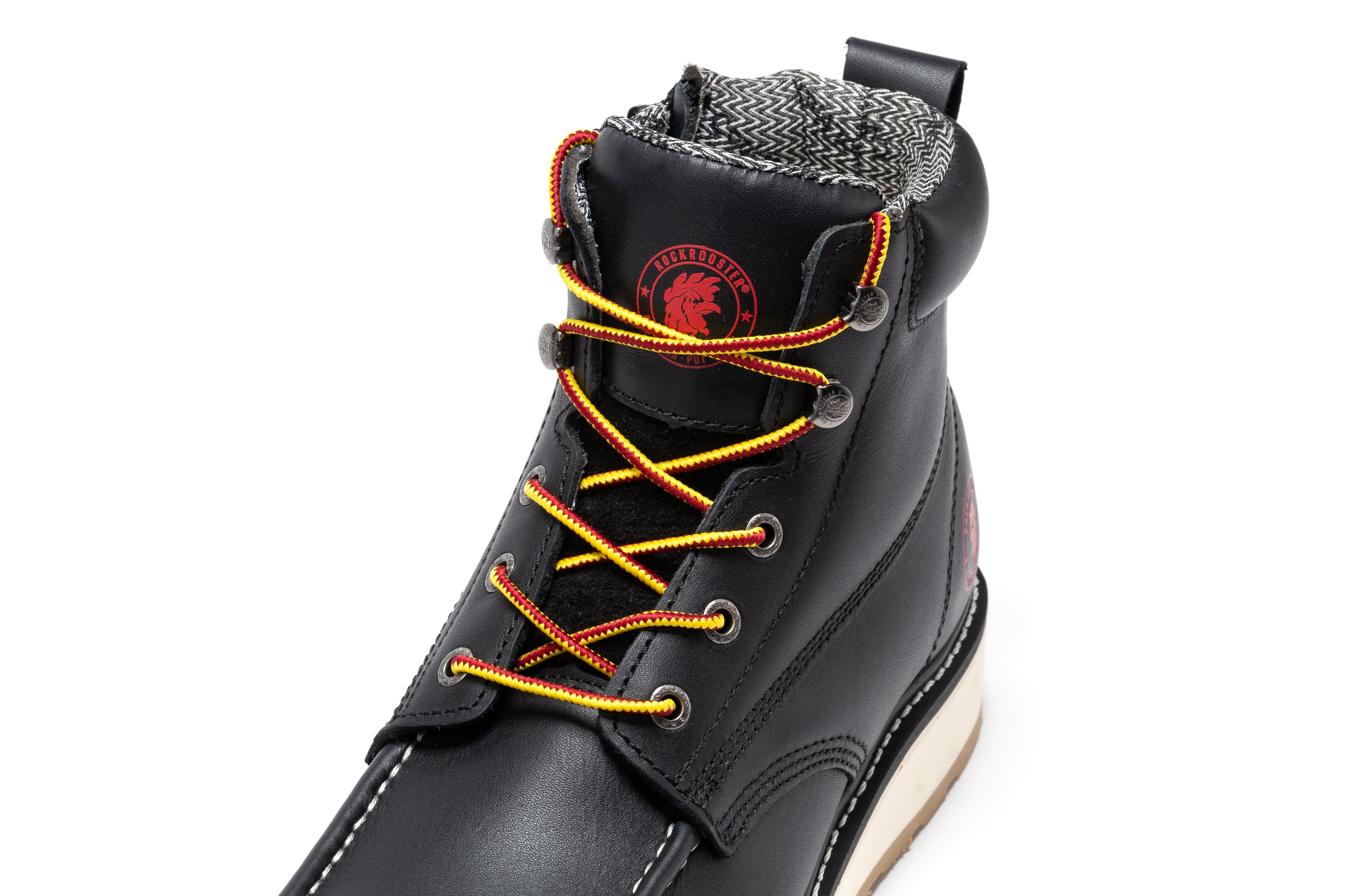 ROCKROOSTER Magnolia Men's 6 inch Black Soft Toe Zip Sided Wedge Work Boots SAP310 - WonderingCloth