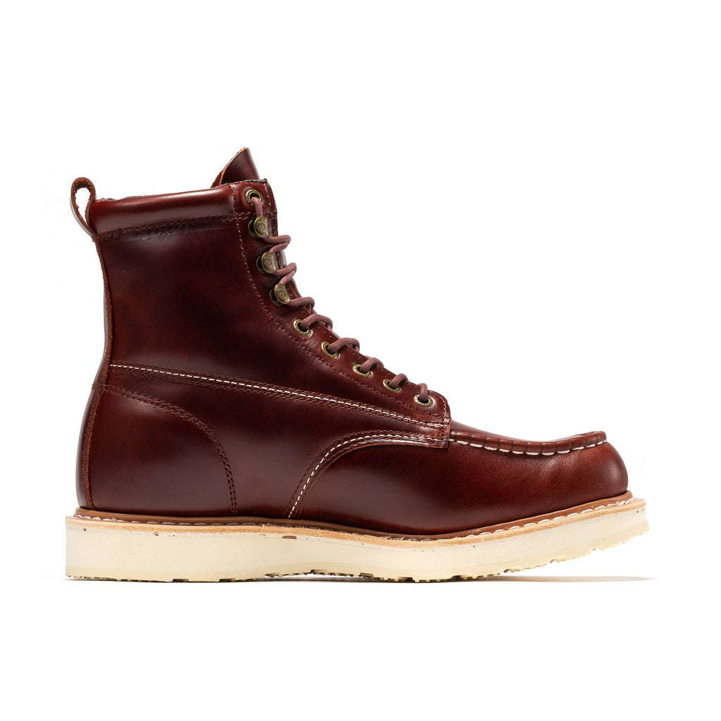 ROCKROOSTER Norwood Cherry Brown Men's 6 inch Soft Toe Wedge Work Boots SAP600 - WonderingCloth