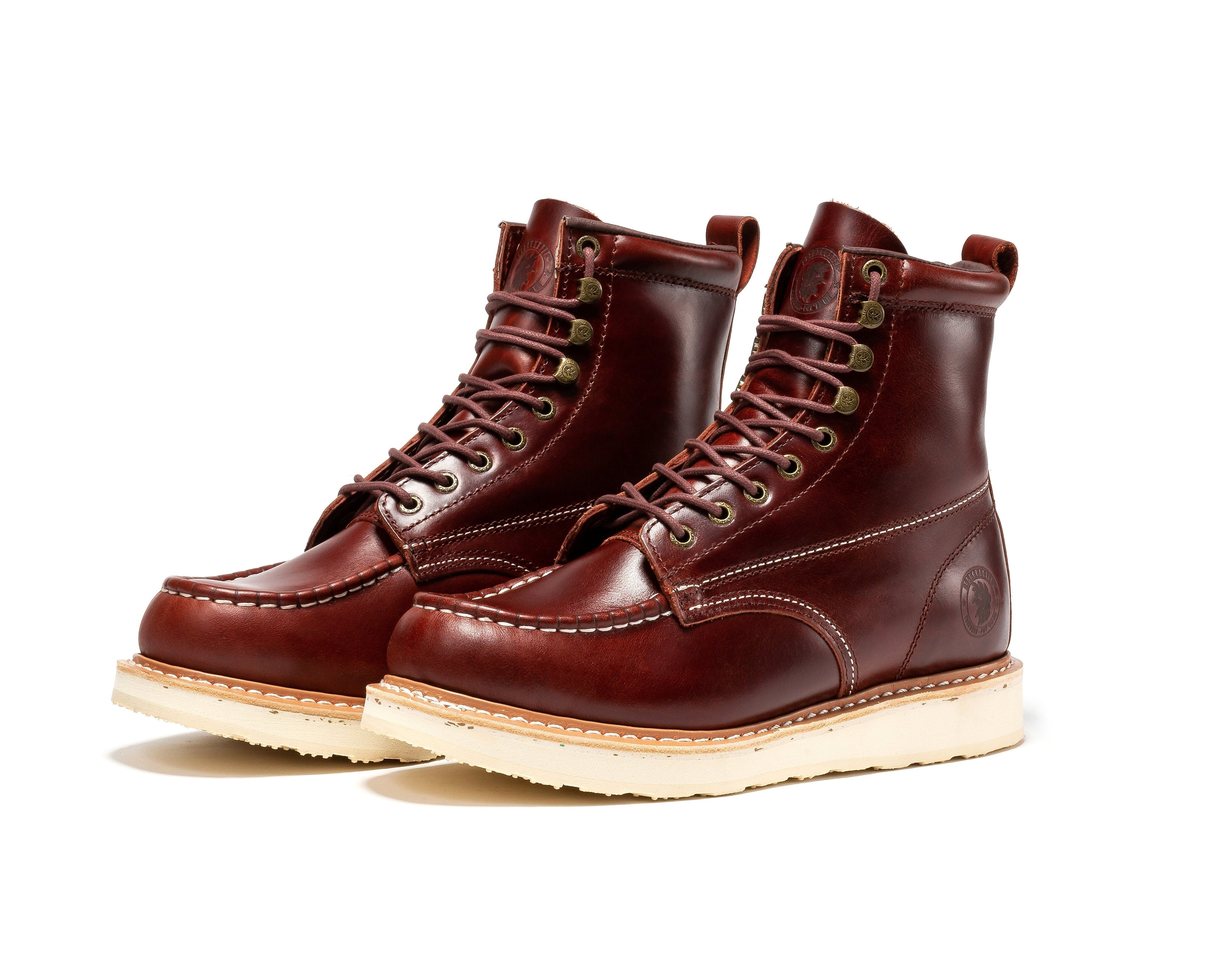 ROCKROOSTER Norwood Cherry Brown Men's 6 inch Soft Toe Wedge Work Boots SAP600 - WonderingCloth