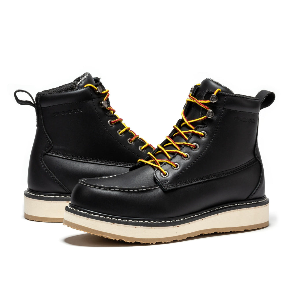ROCKROOSTER Trinidad Men's 6 inch Black Steel Toe Wedge Work Boots SAP2301 - WonderingCloth