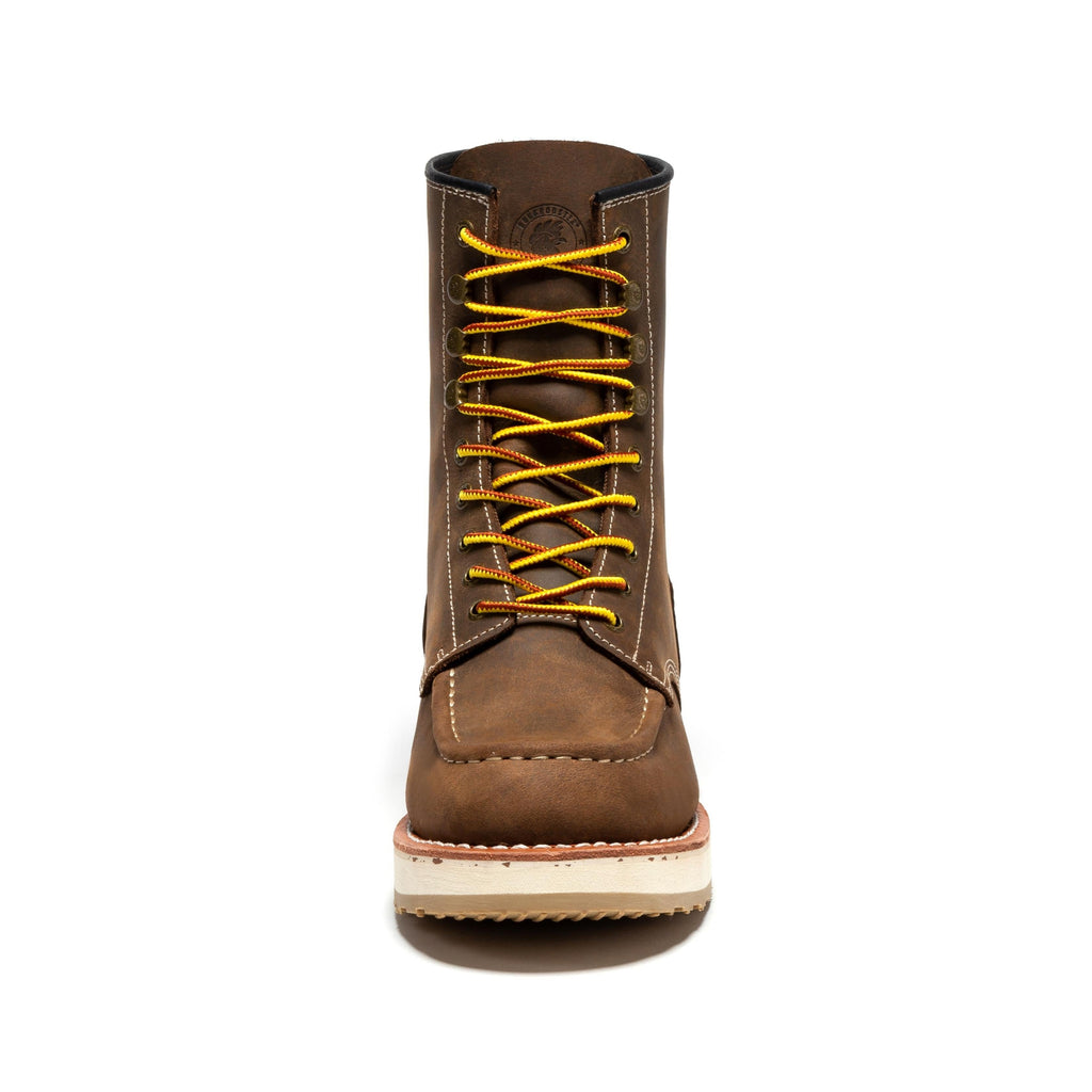 ROCKROOSTER Mantua Men's 8 inch Dark Brown Soft Toe Wedge Work Boots SAP308 - WonderingCloth