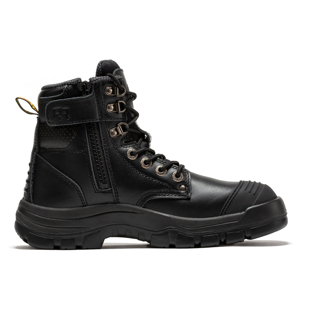 ROCKROOSTER Madison Tan 6 inch Zip-sided Steel Toe Leather Work Boots AK052 - WonderingCloth