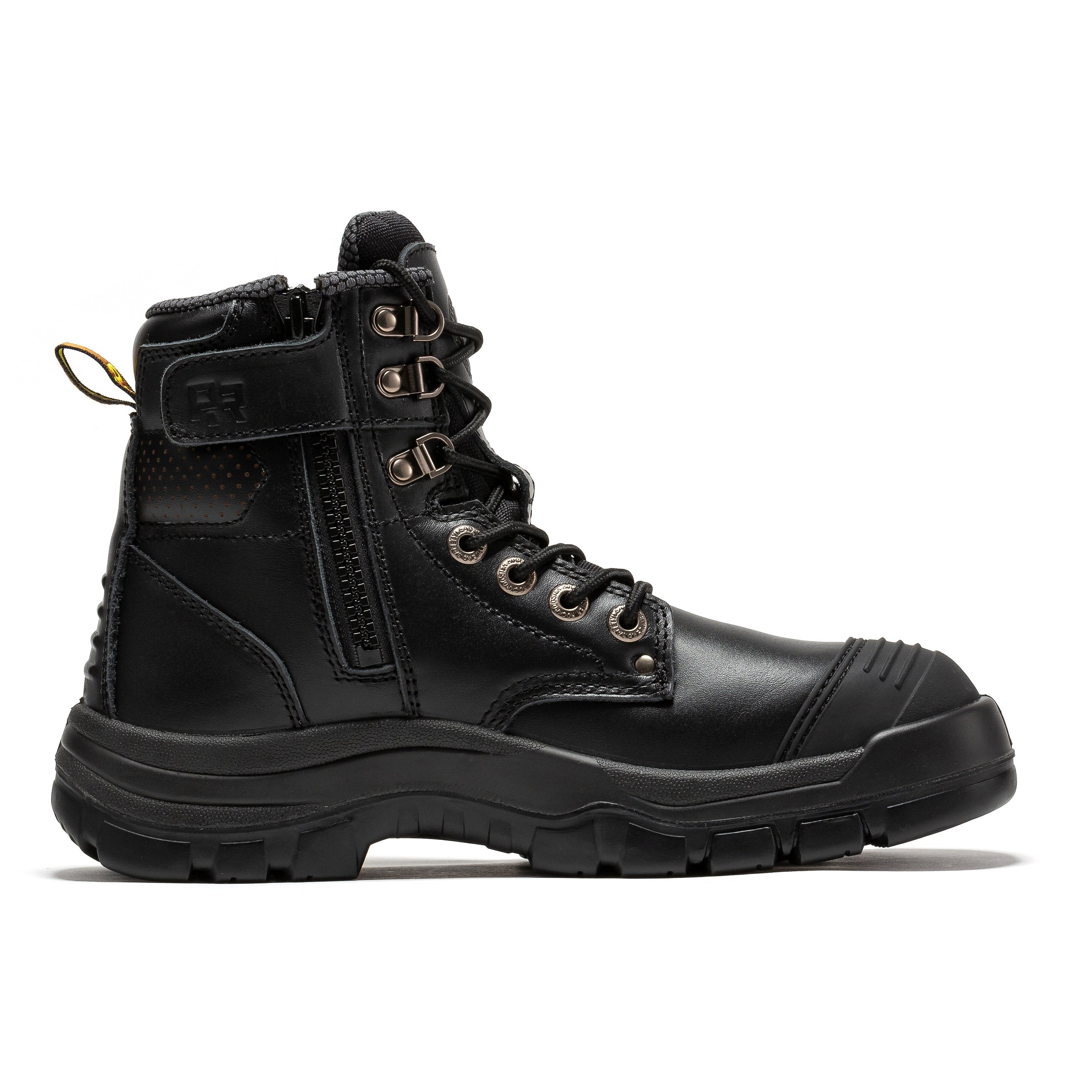ROCKROOSTER Madison Tan 6 inch Zip-sided Steel Toe Leather Work Boots AK052 - WonderingCloth