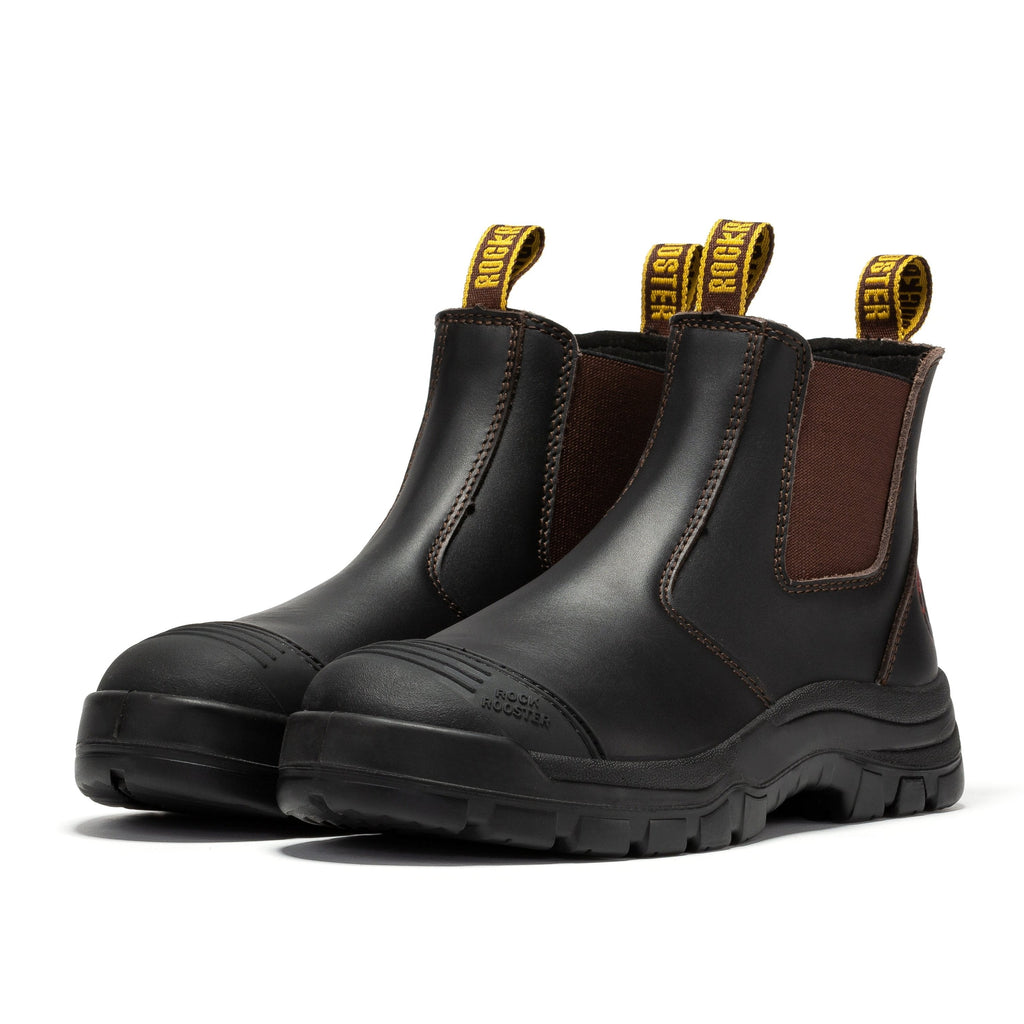 ROCKROOSTER Bakken Dark Brown 6 inch Pull on Leather Work Boots AK229 - WonderingCloth