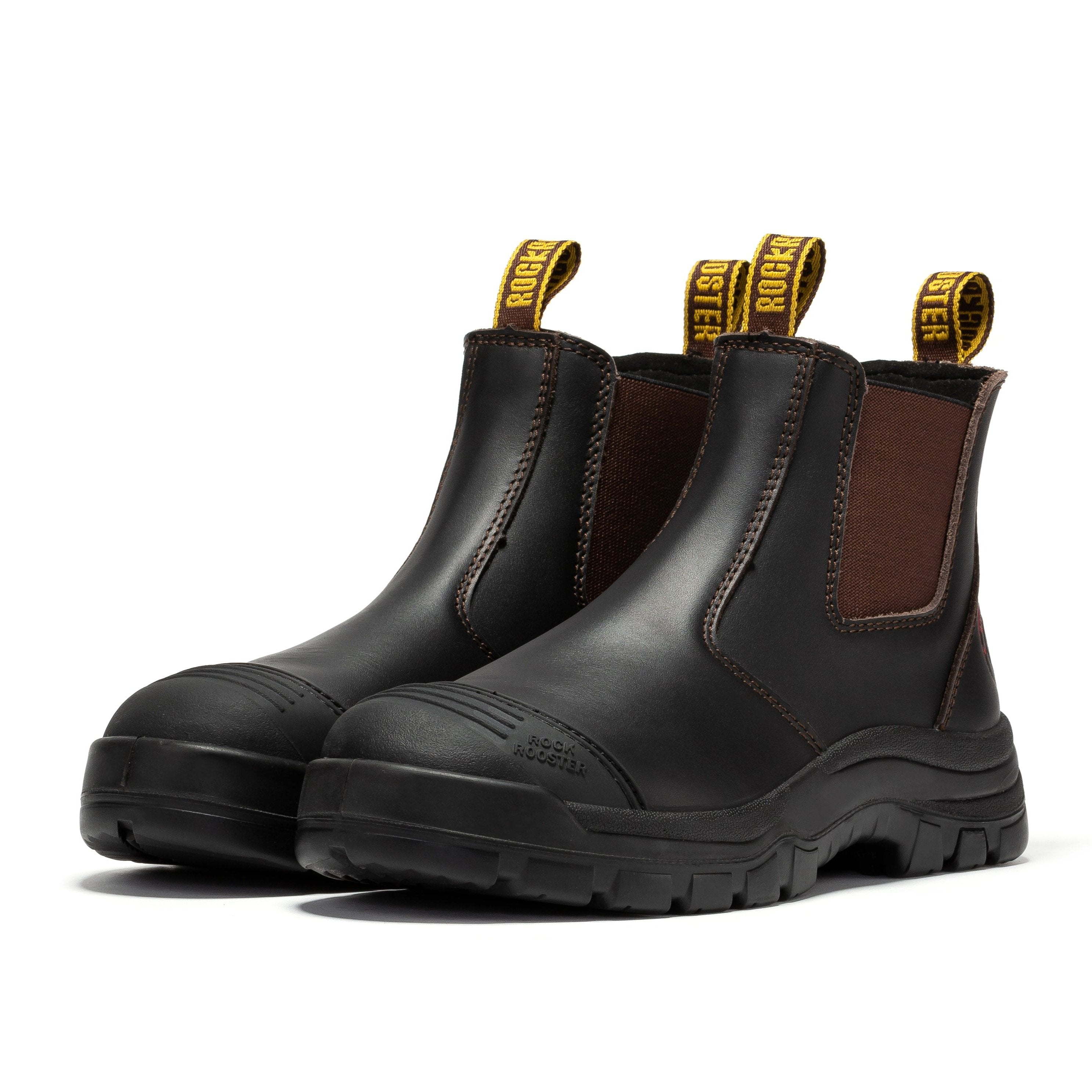 ROCKROOSTER Bakken Dark Brown 6 inch Pull on Leather Work Boots AK229 - WonderingCloth